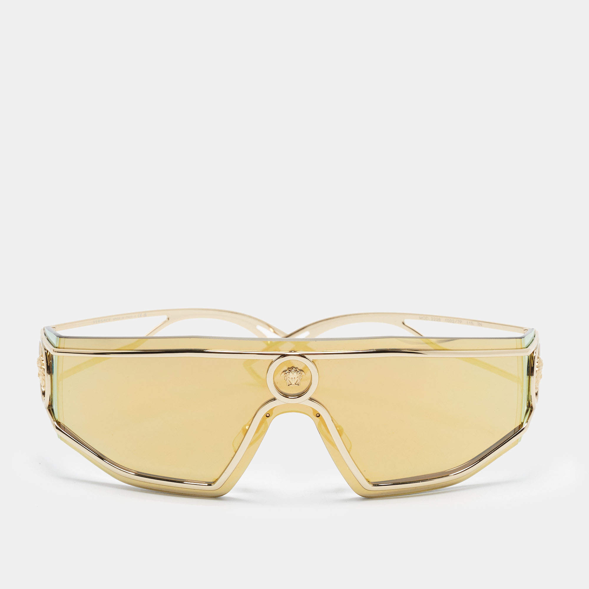 Pre Owned Versace Gold MOD 226 Medusa Shield Sunglasses