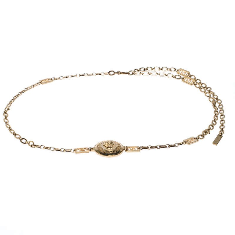 Versace Medusa Medallion Gold Tone Chain Link Belt