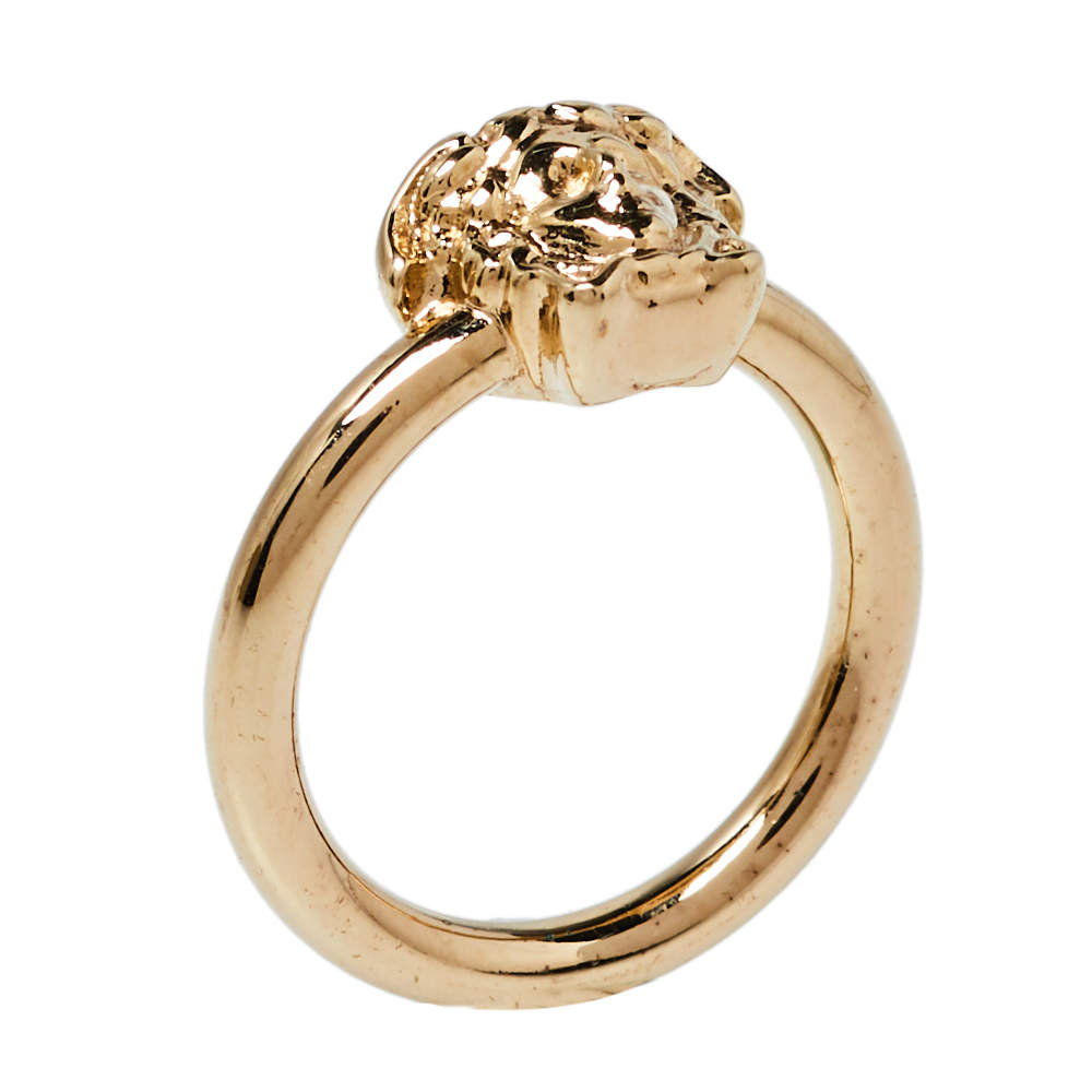 Versace Pale Gold Tone Strong Wrap Medusa Ring Size EU 50.5