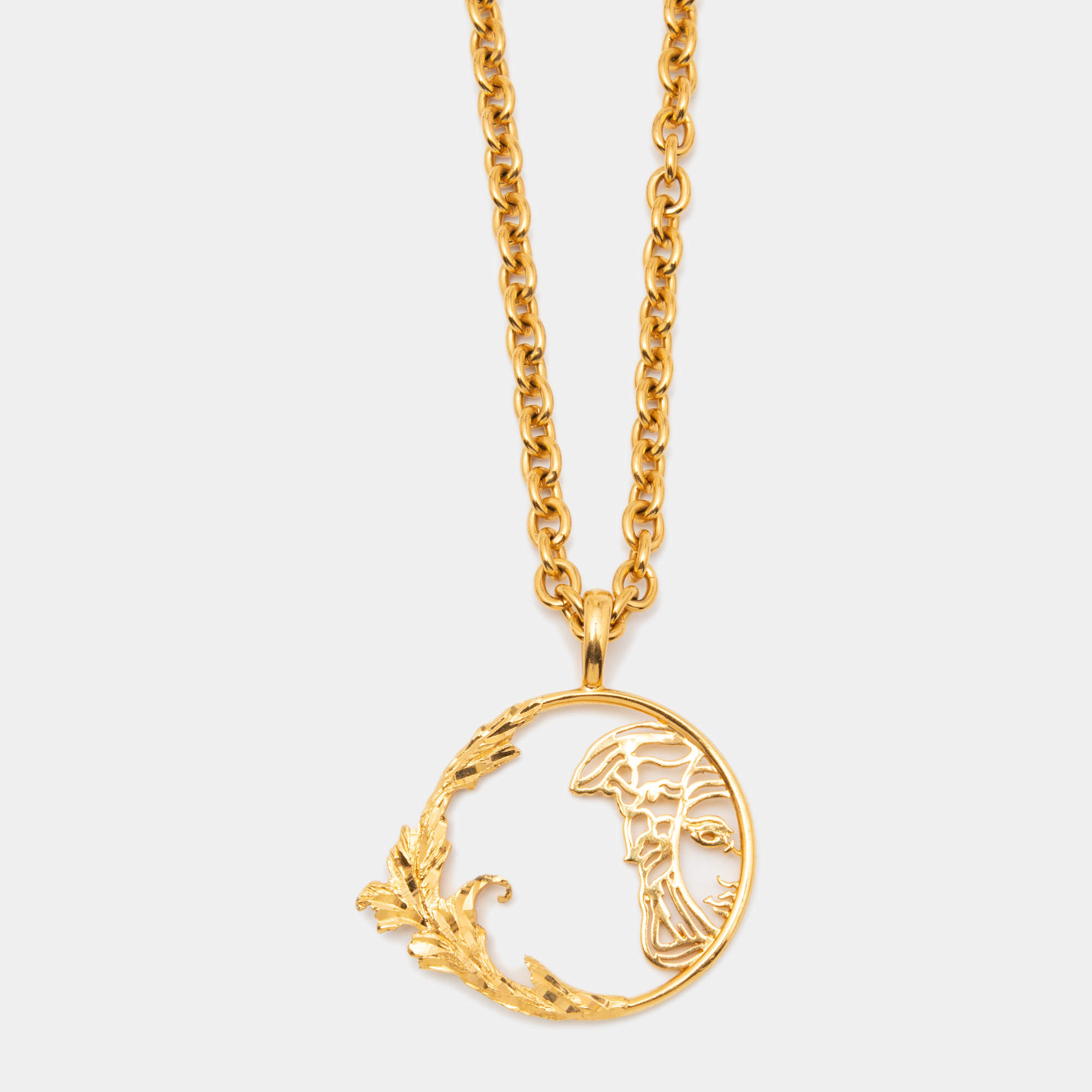 مملوكة مسبقًا Versace Collection Medusa Gold Tone Long Necklace