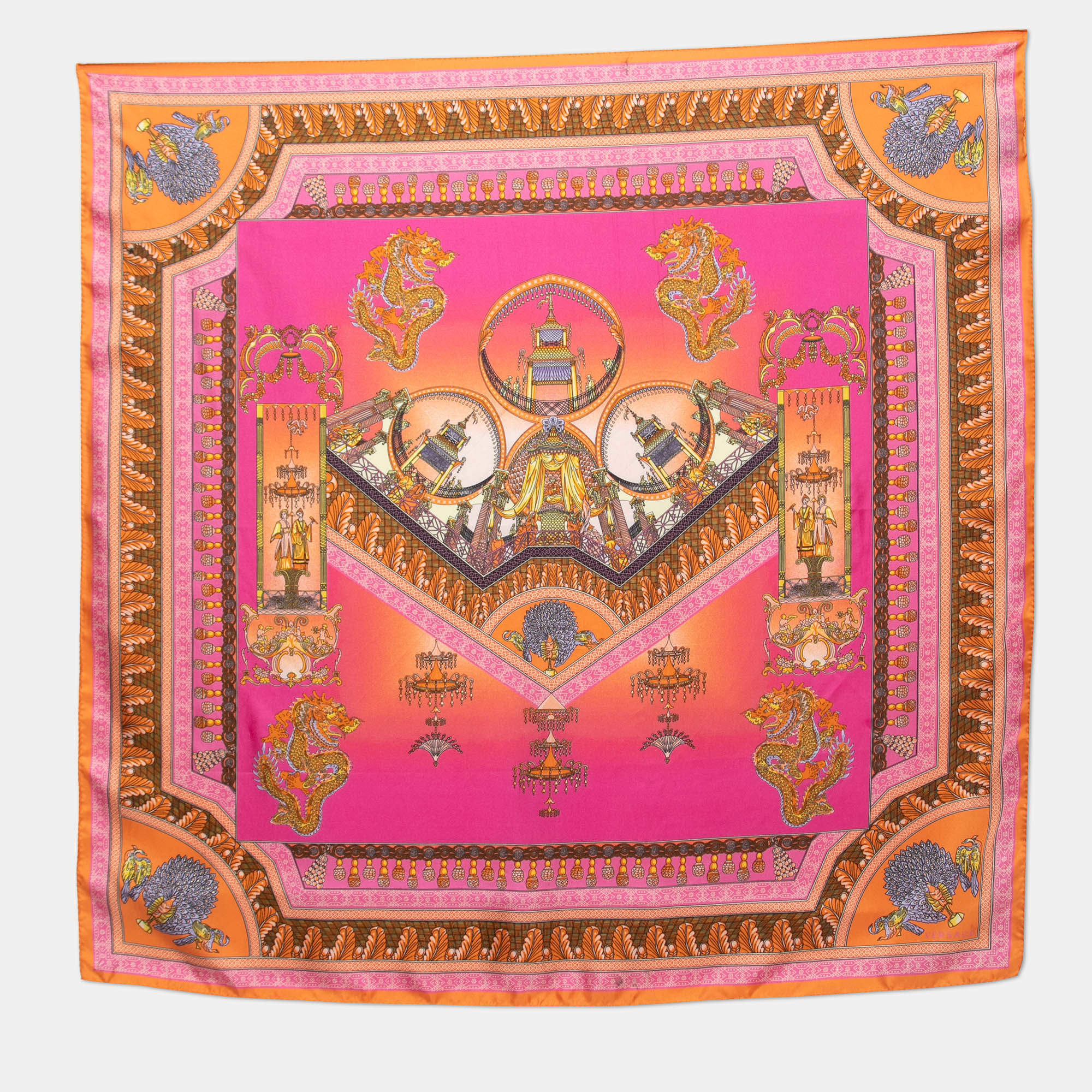Versace Multicolor Printed Square Silk Scarf