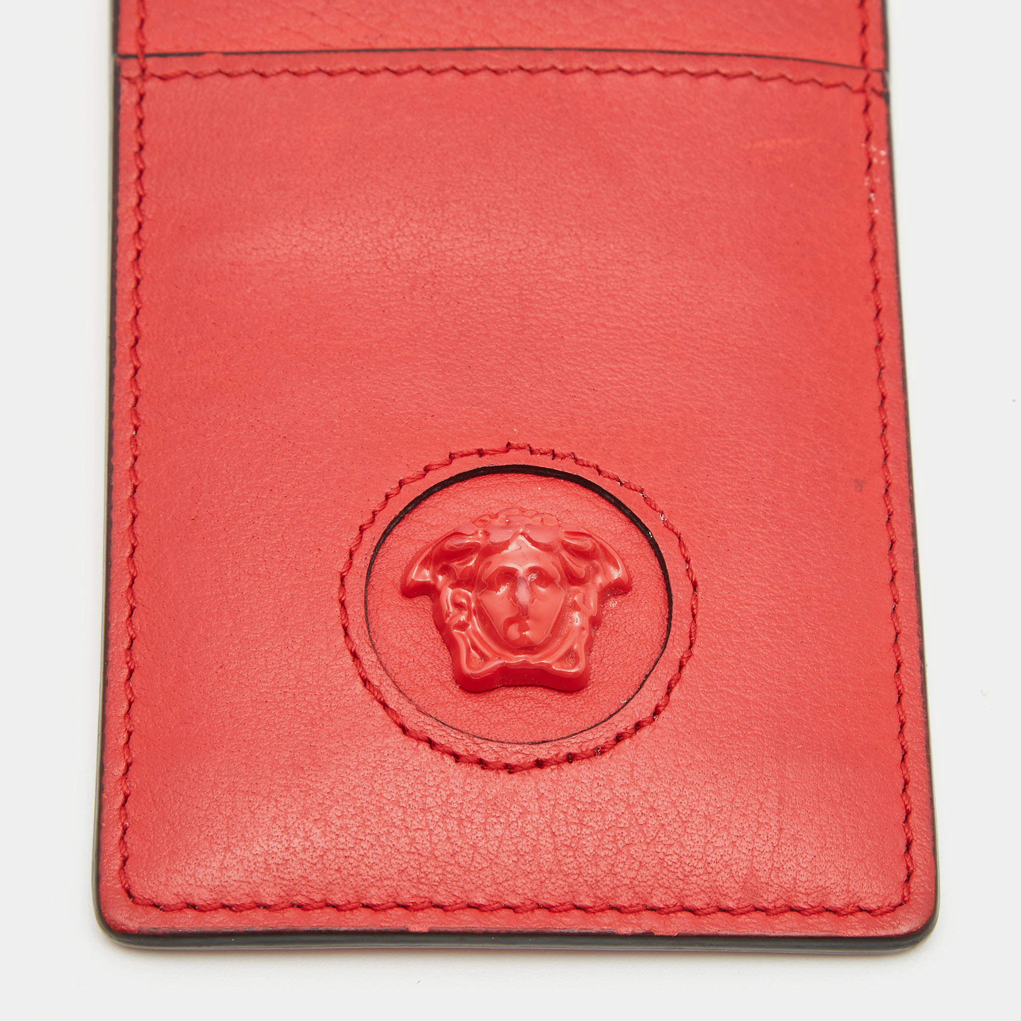 Versace Red Leather Lanyard Card Holder Versace