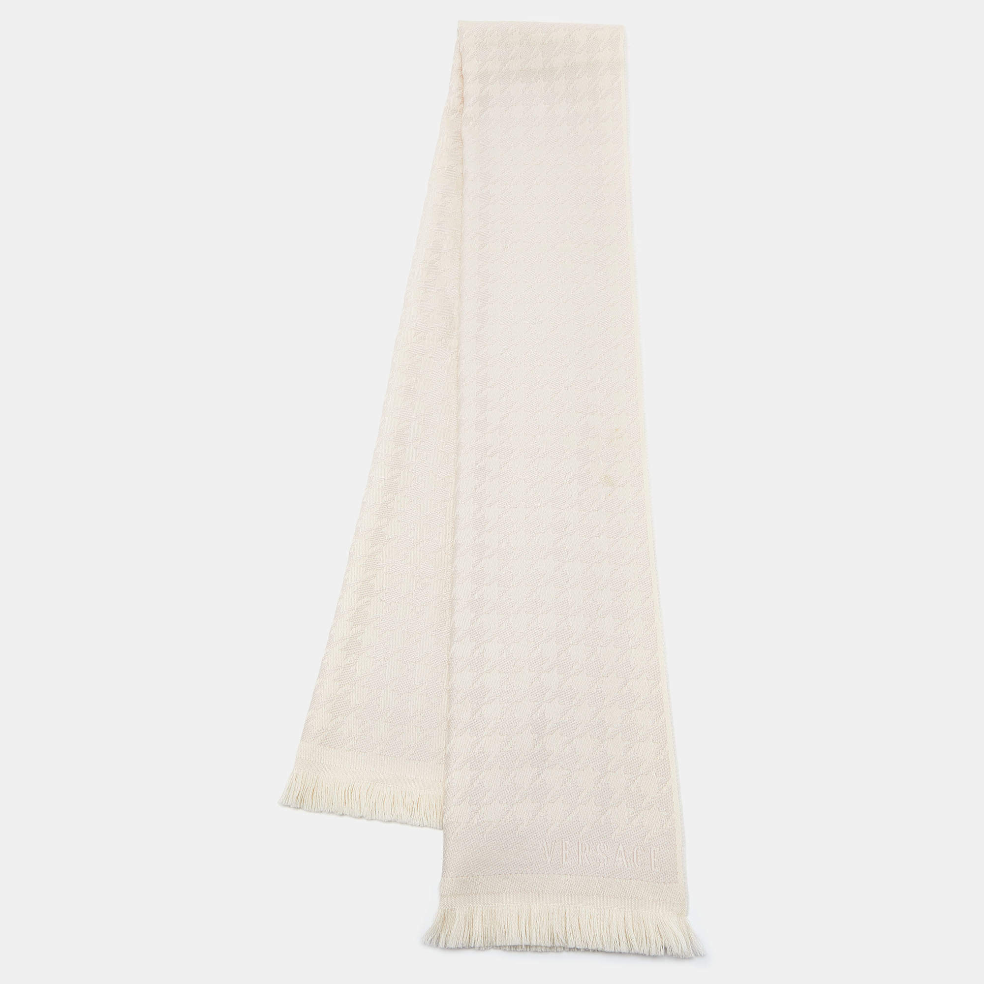 Pre Owned Versace Cream Wool Jacquard Stole