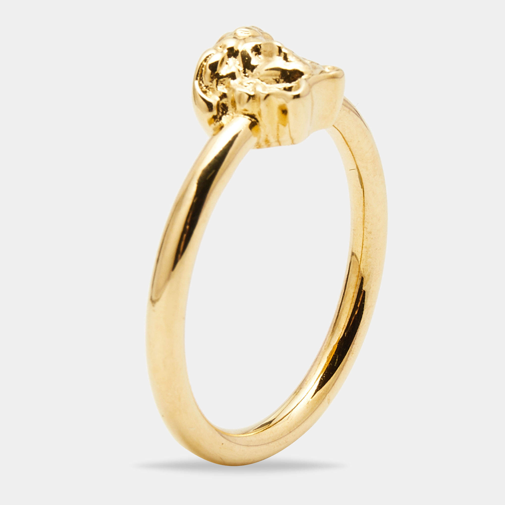 Pre Owned Versace  Medusa Gold Tone  Ring Size 63