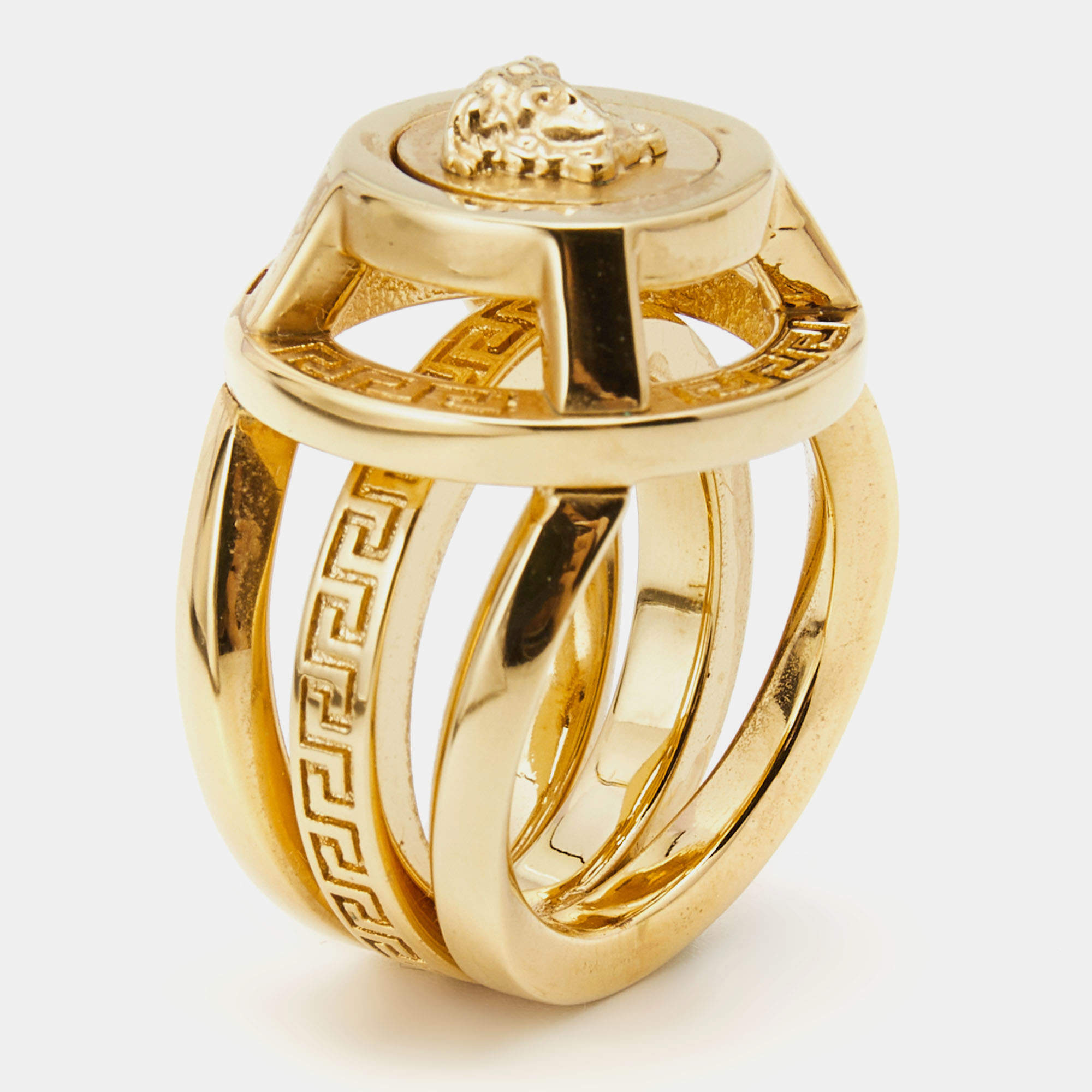 Versace Medusa Gold Tone Ring Size 53