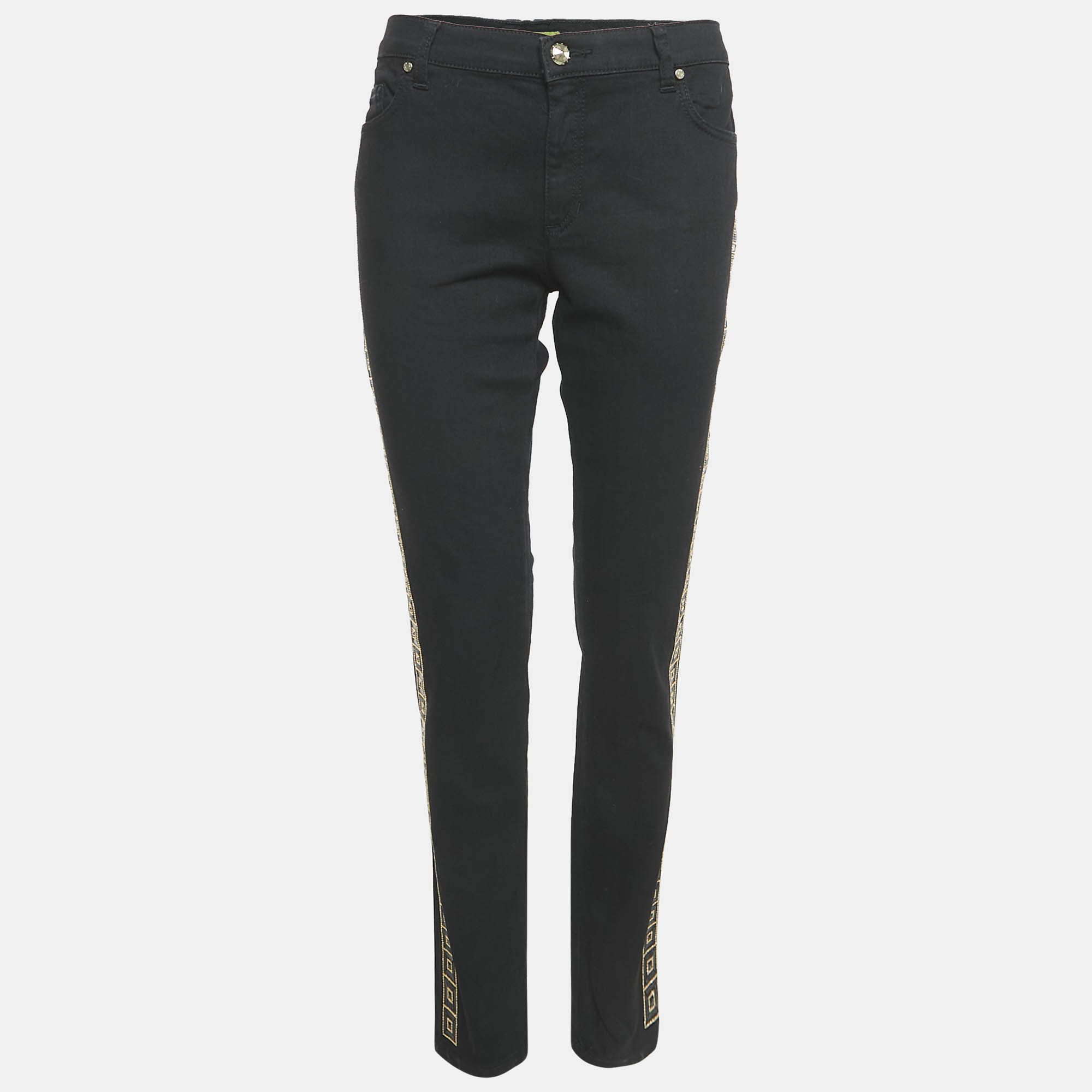 Versace Jeans Black Denim Side Stud Detail Jeans L Waist 35"