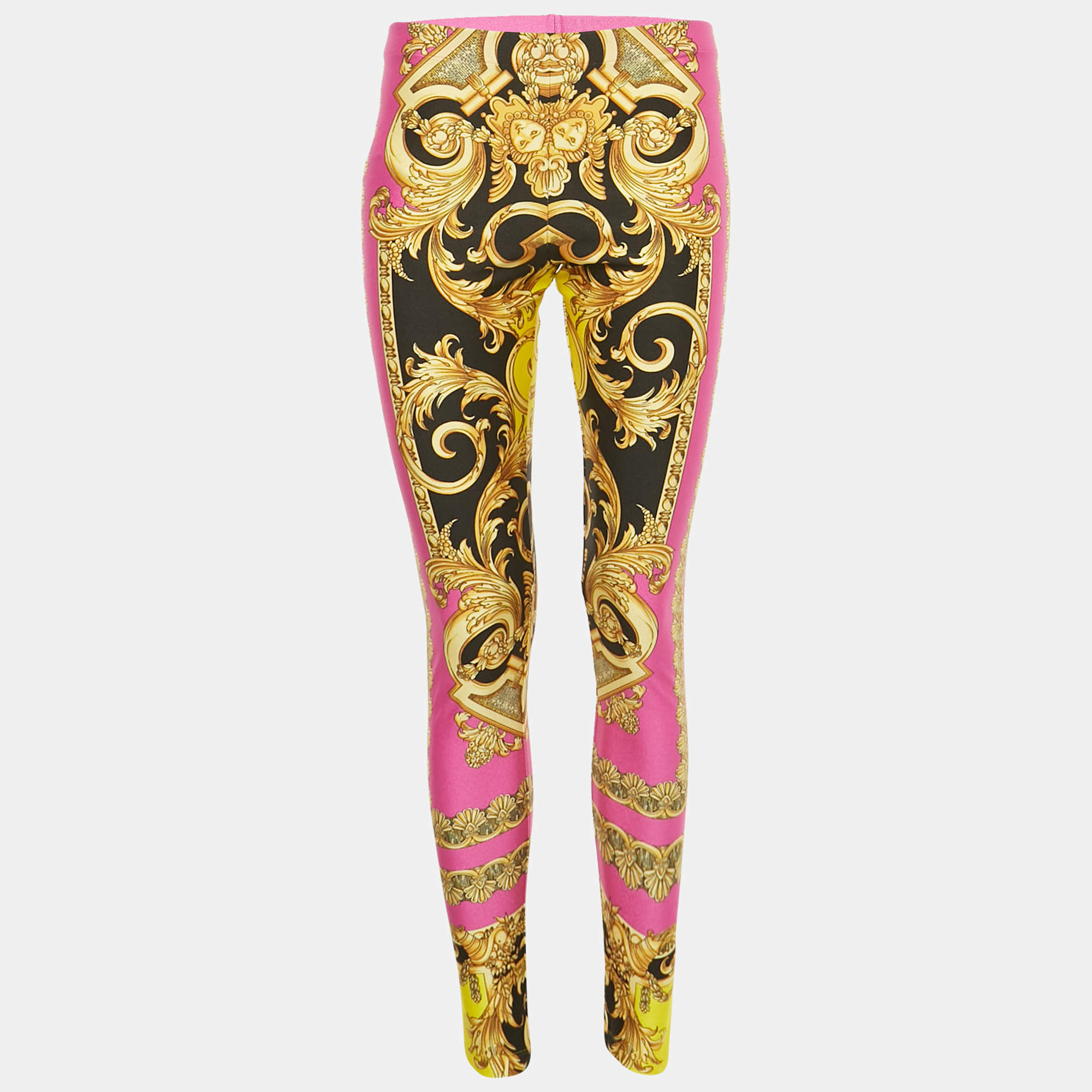 Pre Owned Versace Multicolor Printed Jersey Leggings L