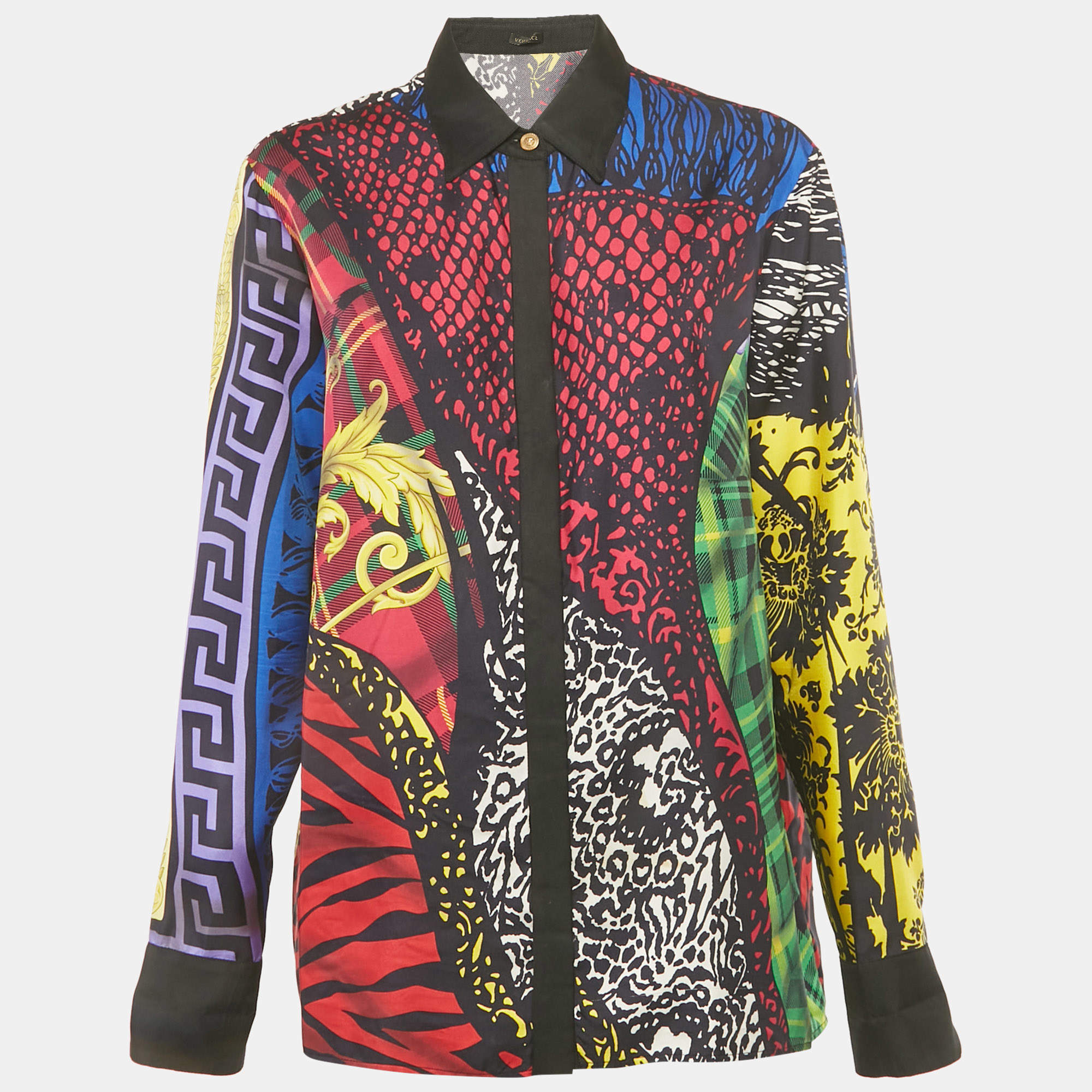 Pre Owned Versace Multicolor Printed Silk Shirt M