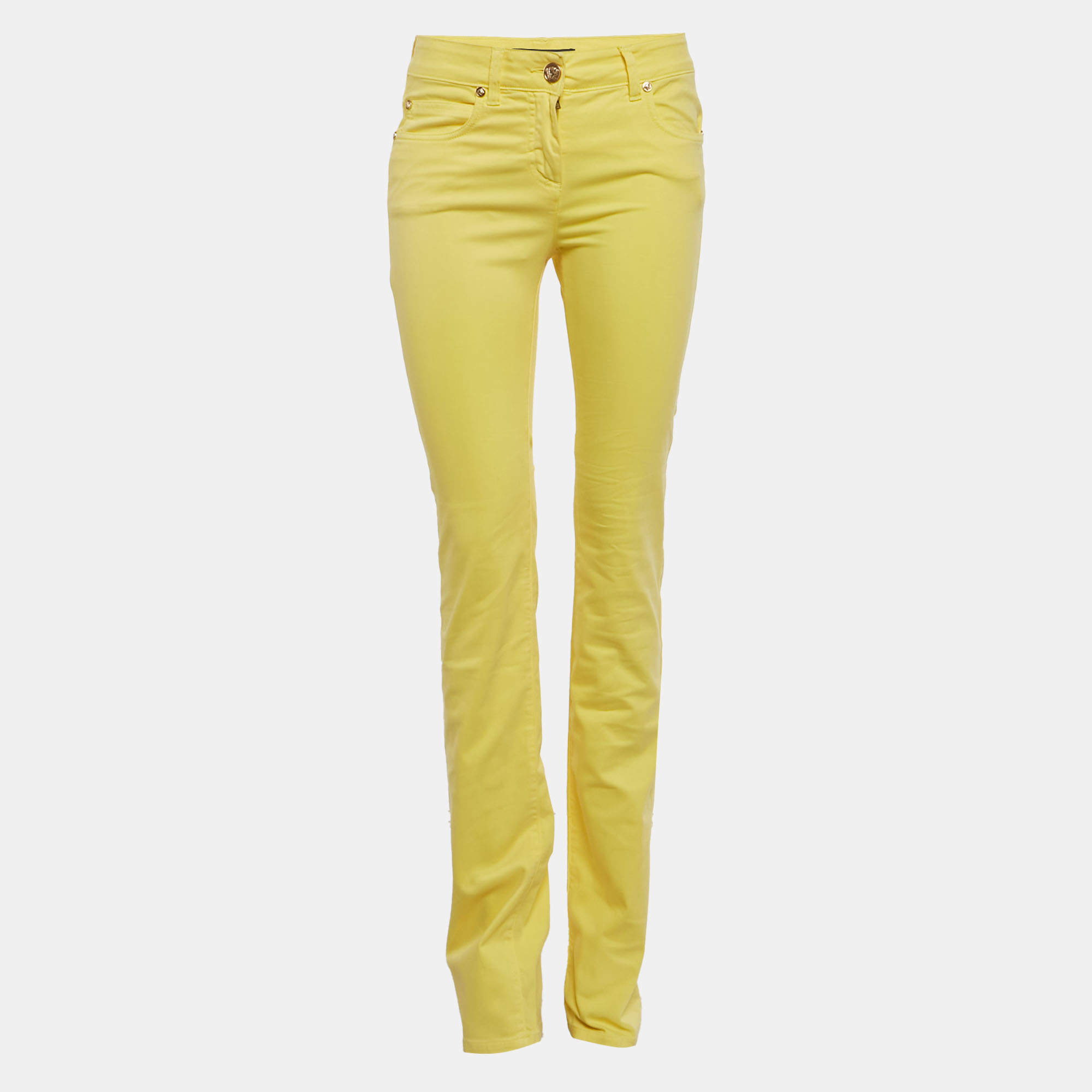مملوكة مسبقًا Versace Yellow Cotton Regular Fit Jeans S/Waist 28"