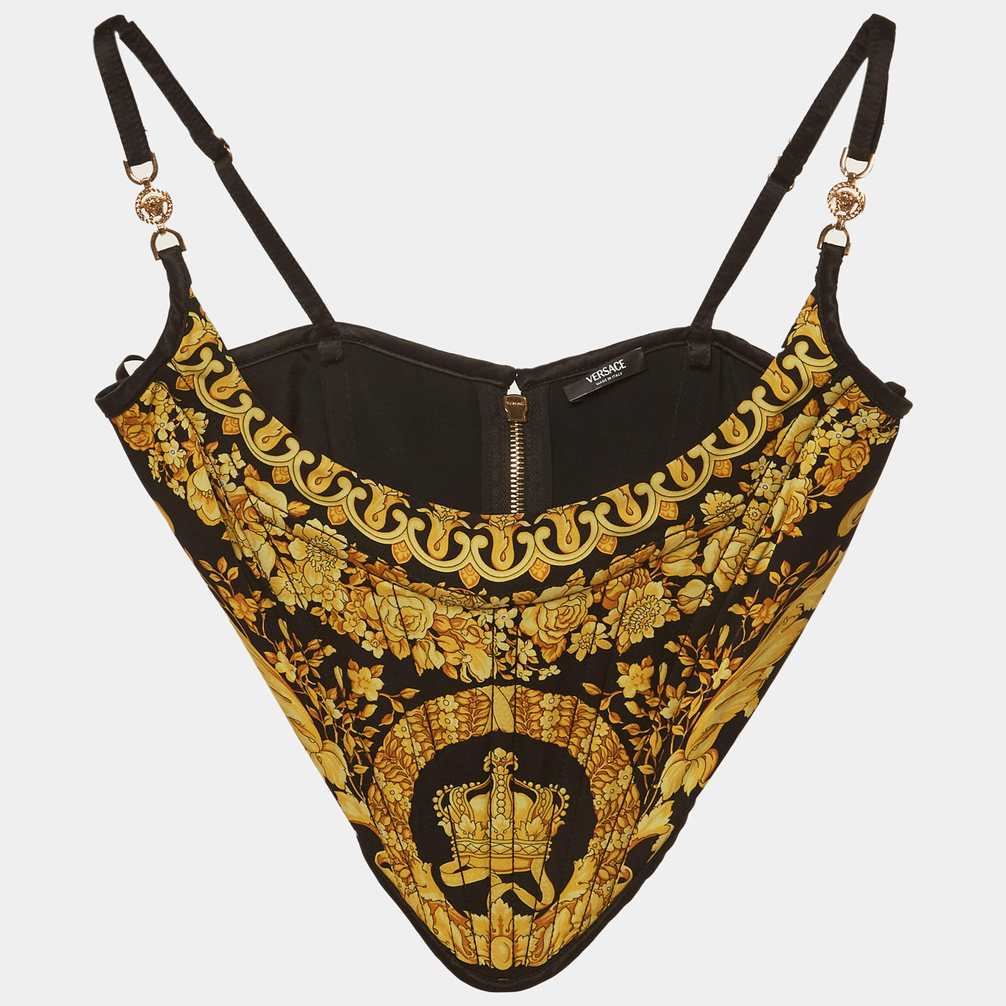 Pre Owned Versace Yellow/Black La Coupe de Dieu Corset Top XS
