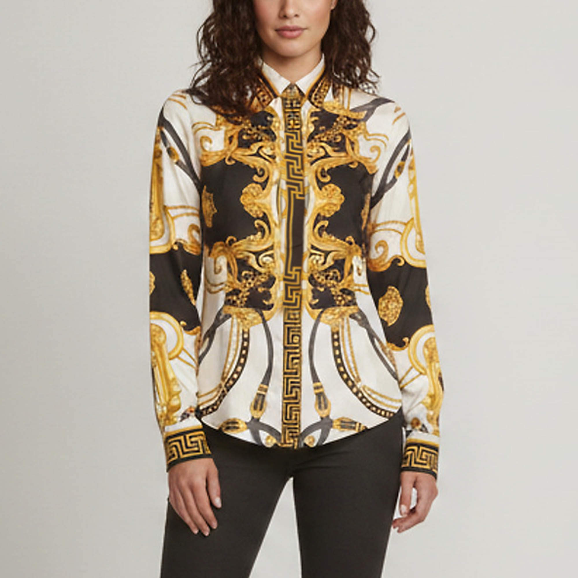 مملوكة مسبقًا Versace Multicolor Baroque Print Button Front Shirt XS