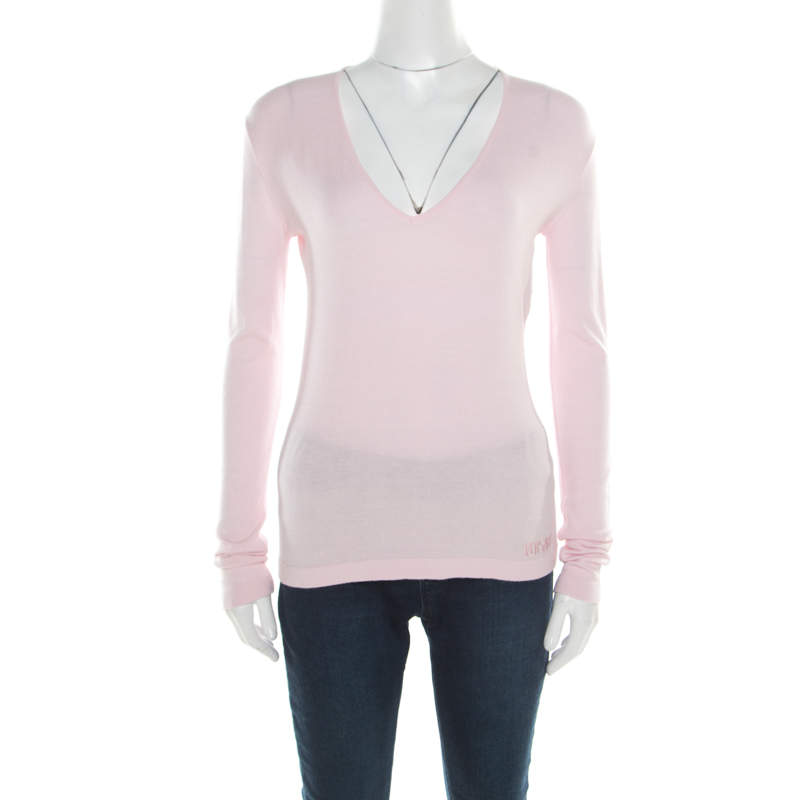 Versace Pink V-Neck Sweater M