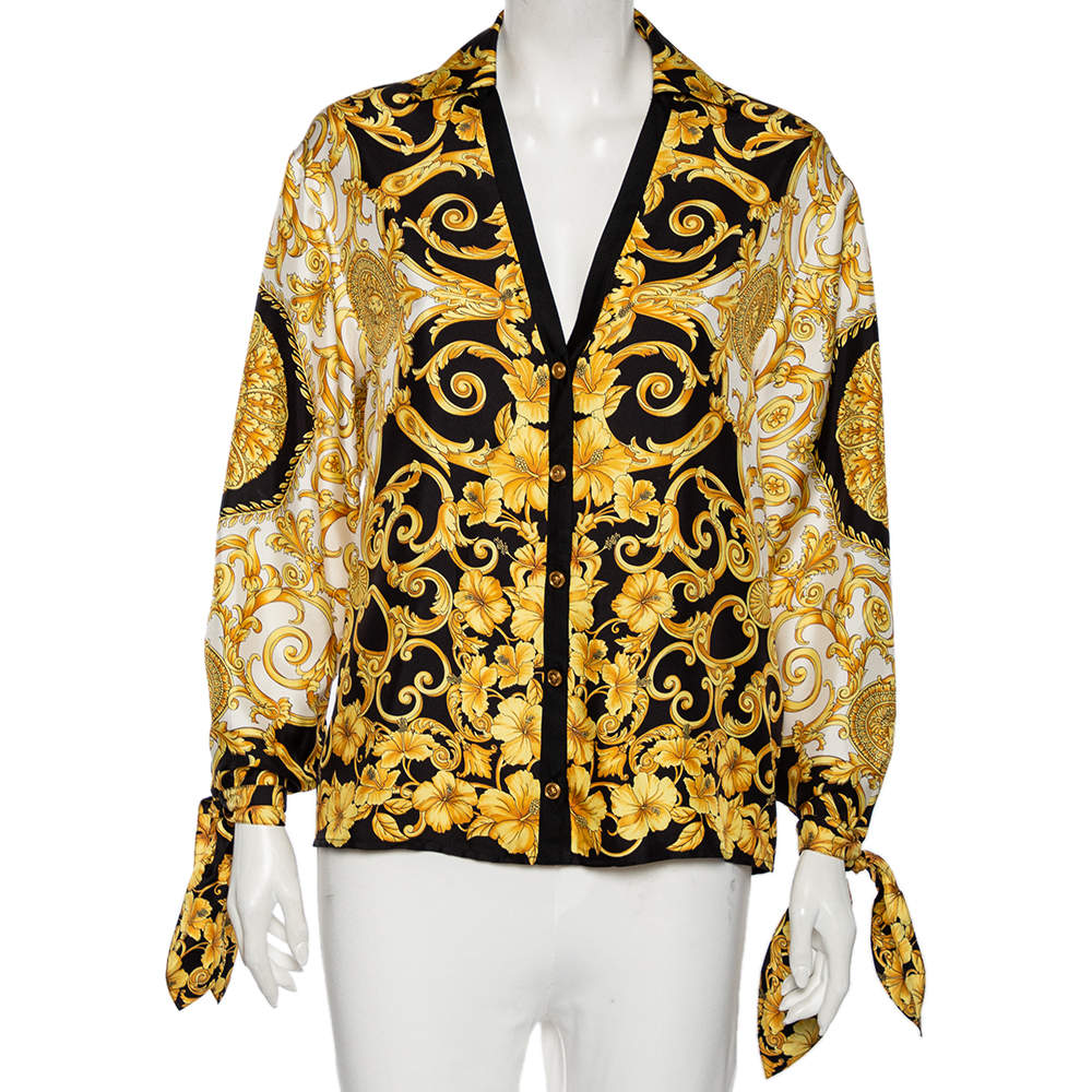 Pre Owned Versace Multicolor Baroque Printed Silk Button Front Shirt S