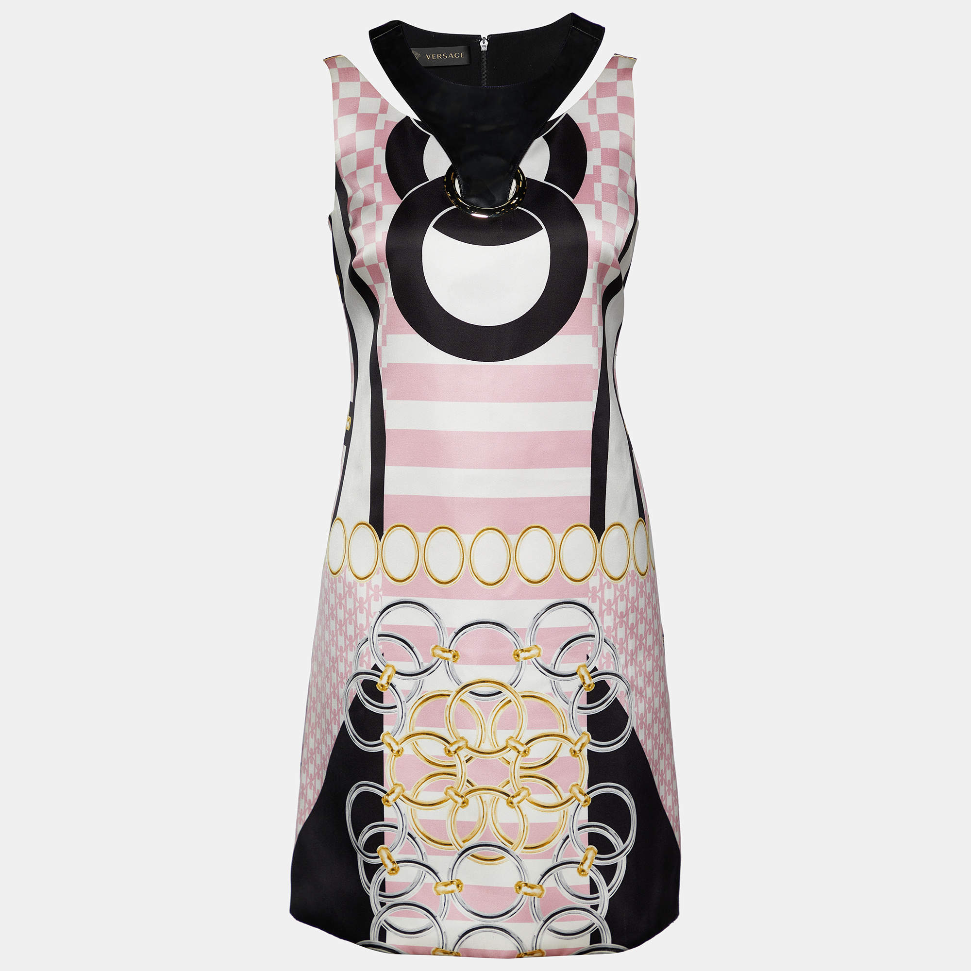 Pre Owned Versace Pink Satin & Synthetic Sleeveless Mini Dress S