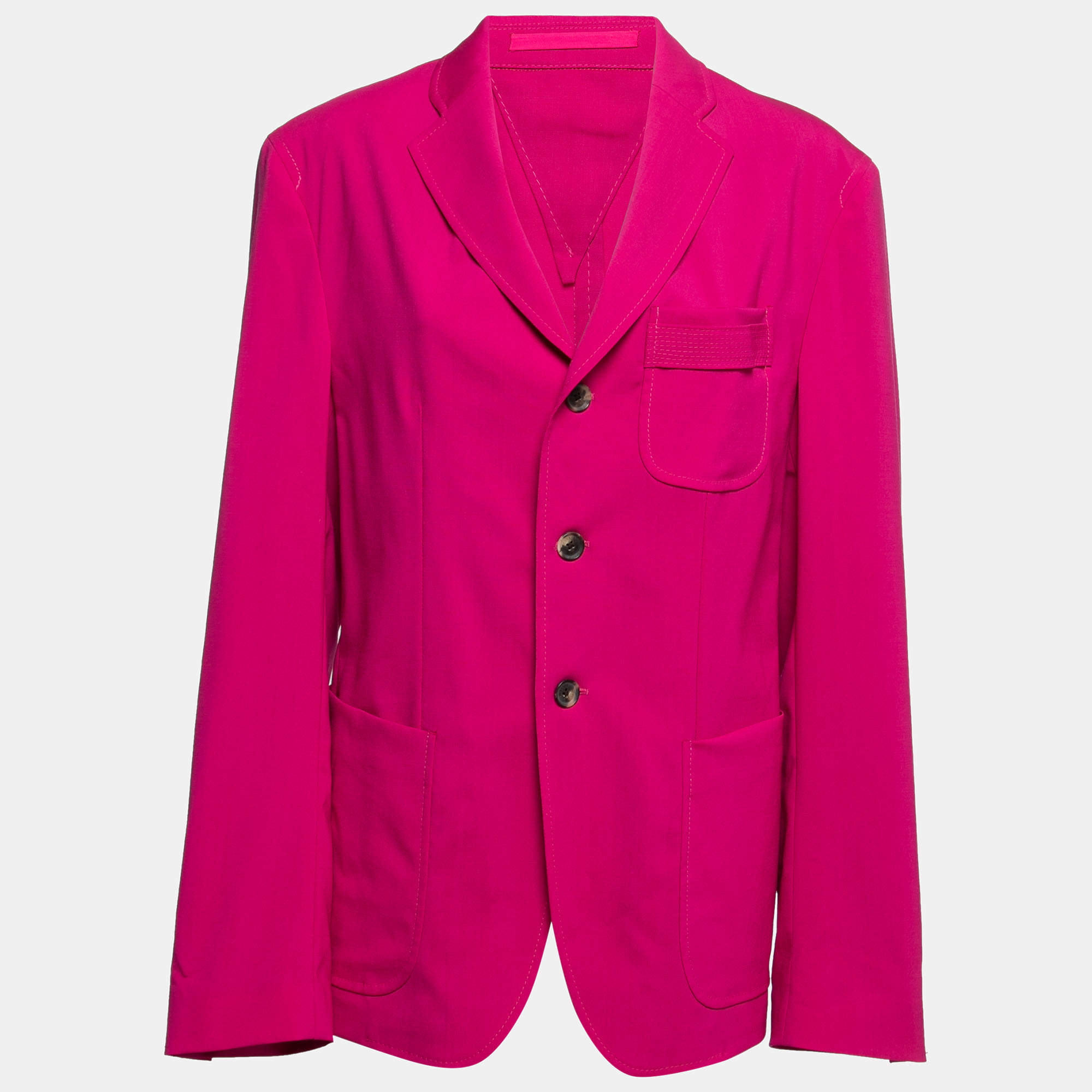 Pre Owned Versace Pink Wool Single Breasted Blazer L