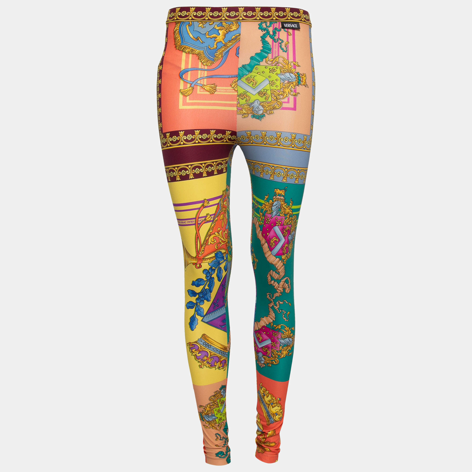Pre Owned Versace Multicolor Baroque Printed Stretch Jersey Leggings S