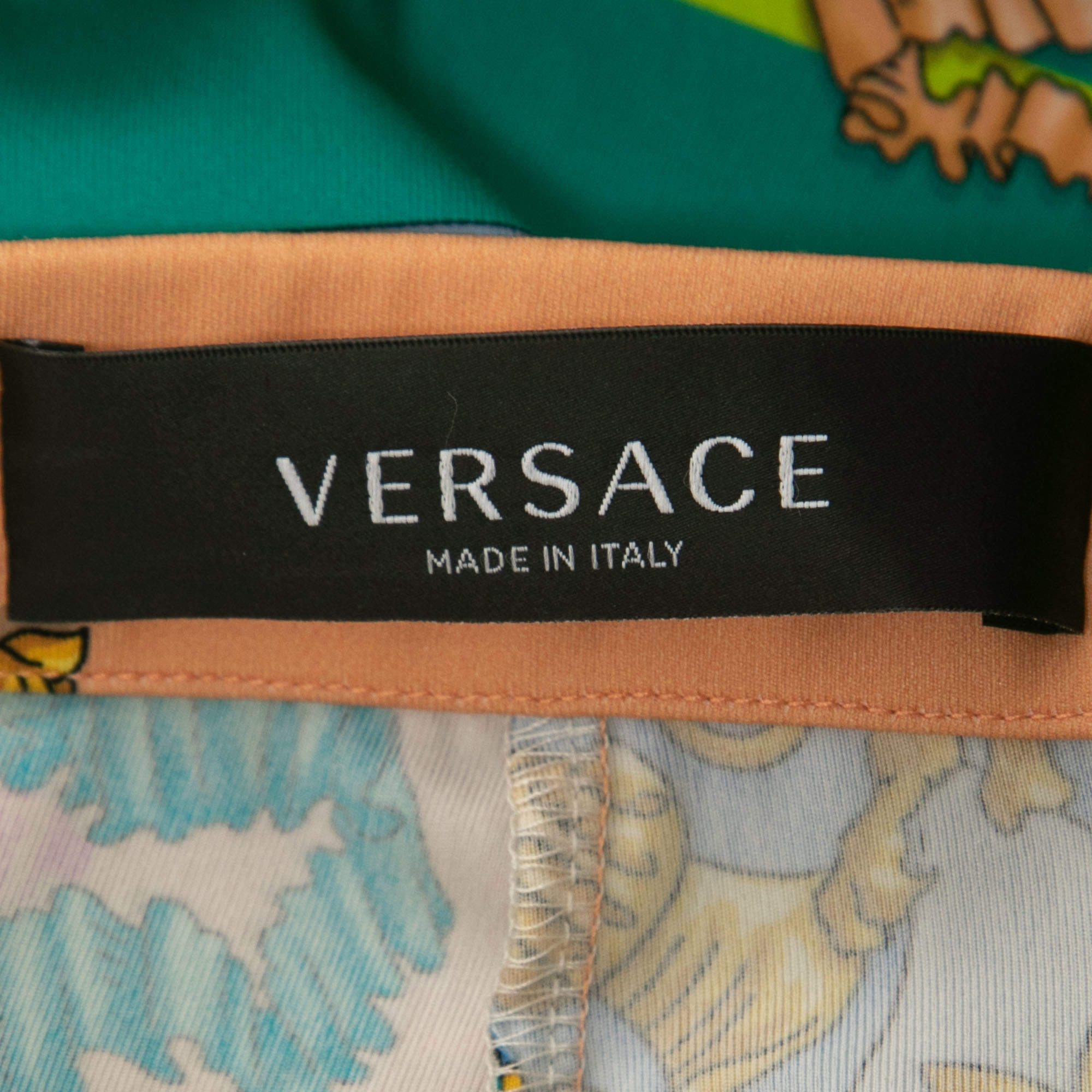 Versace Multicolor Baroque Printed Stretch Jersey Leggings S