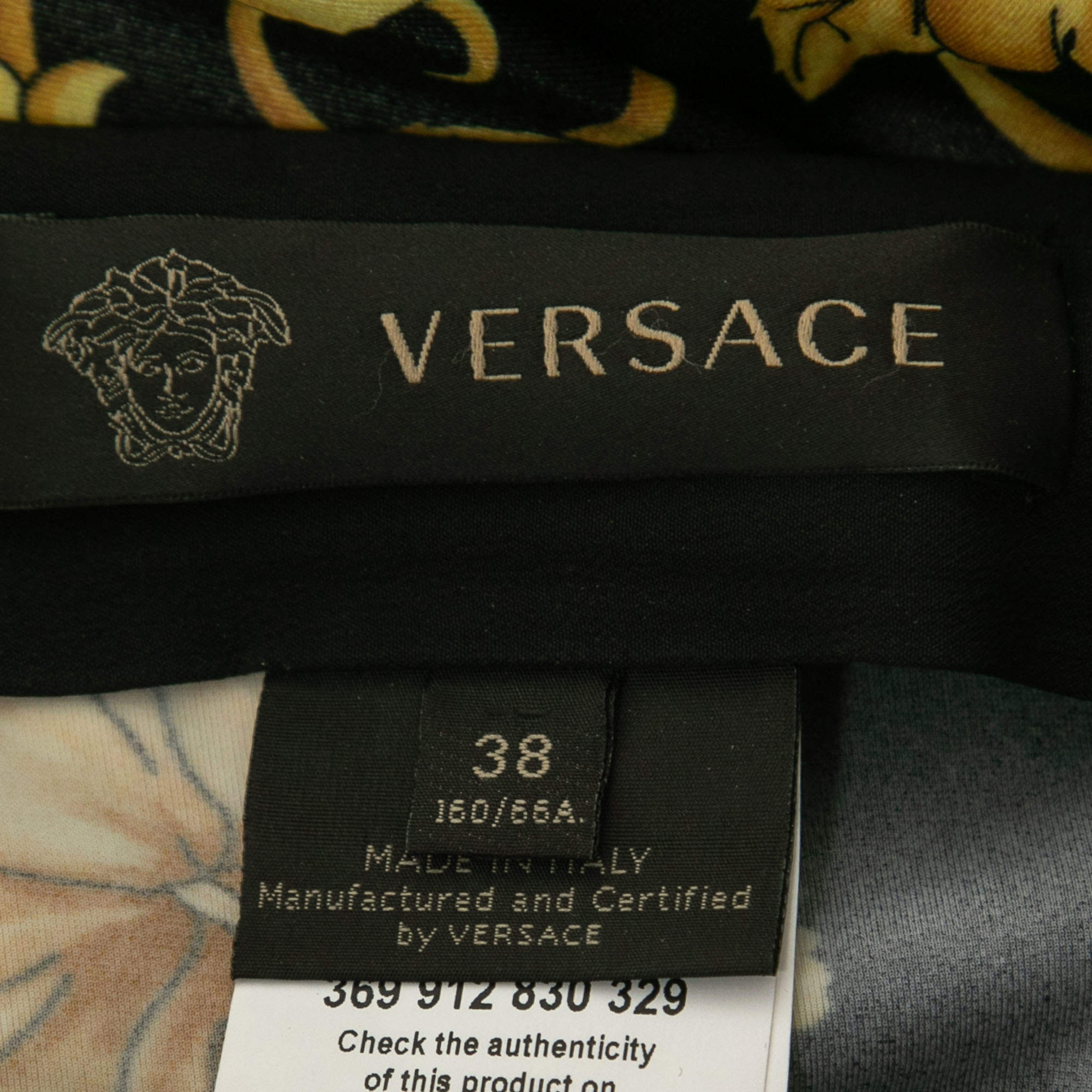 Versace Black & Gold Satin Baroque Print Leggings S Versace