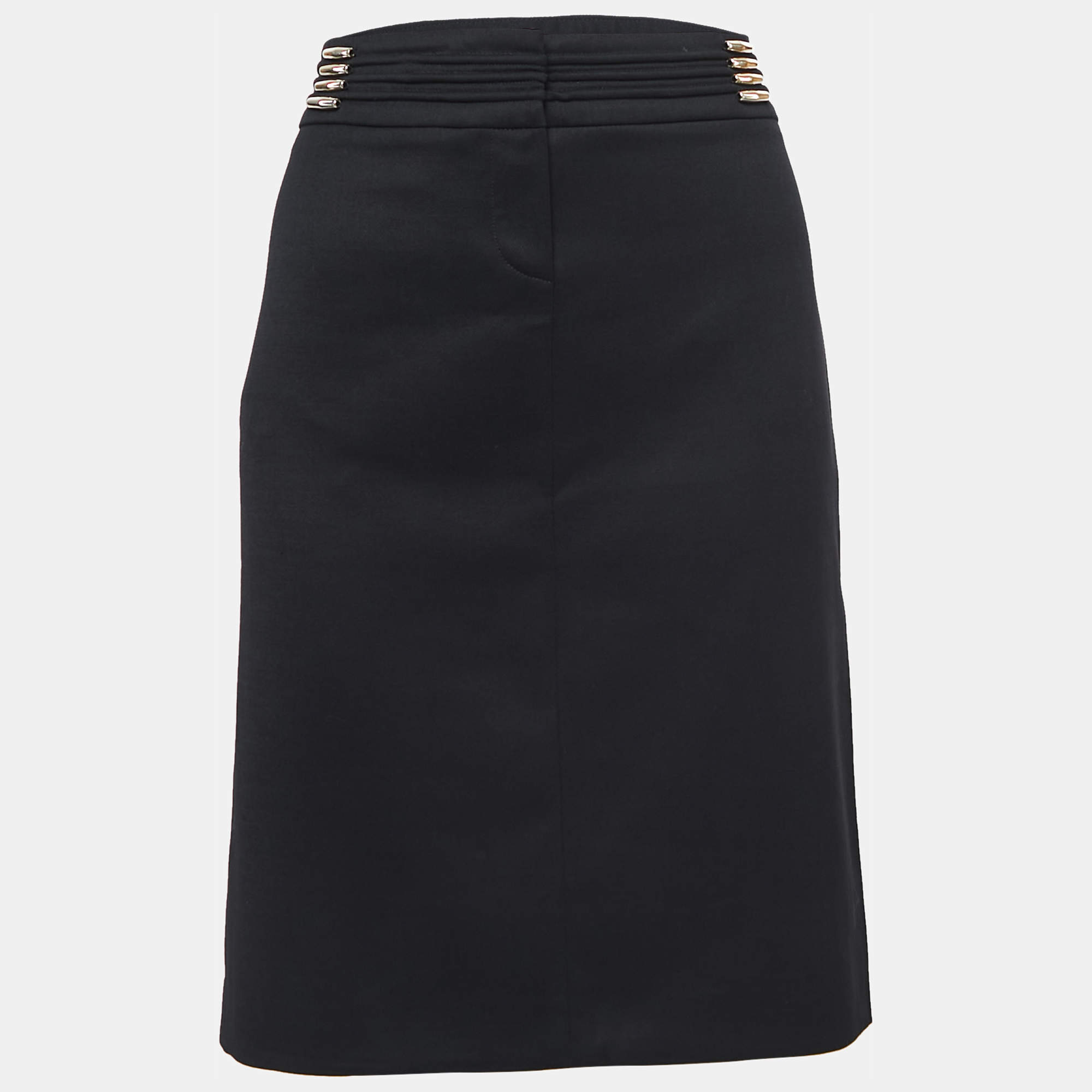 Pre Owned تنورة فيرساتشي صوف أسود مستقيمة مقاس كبير - لارج