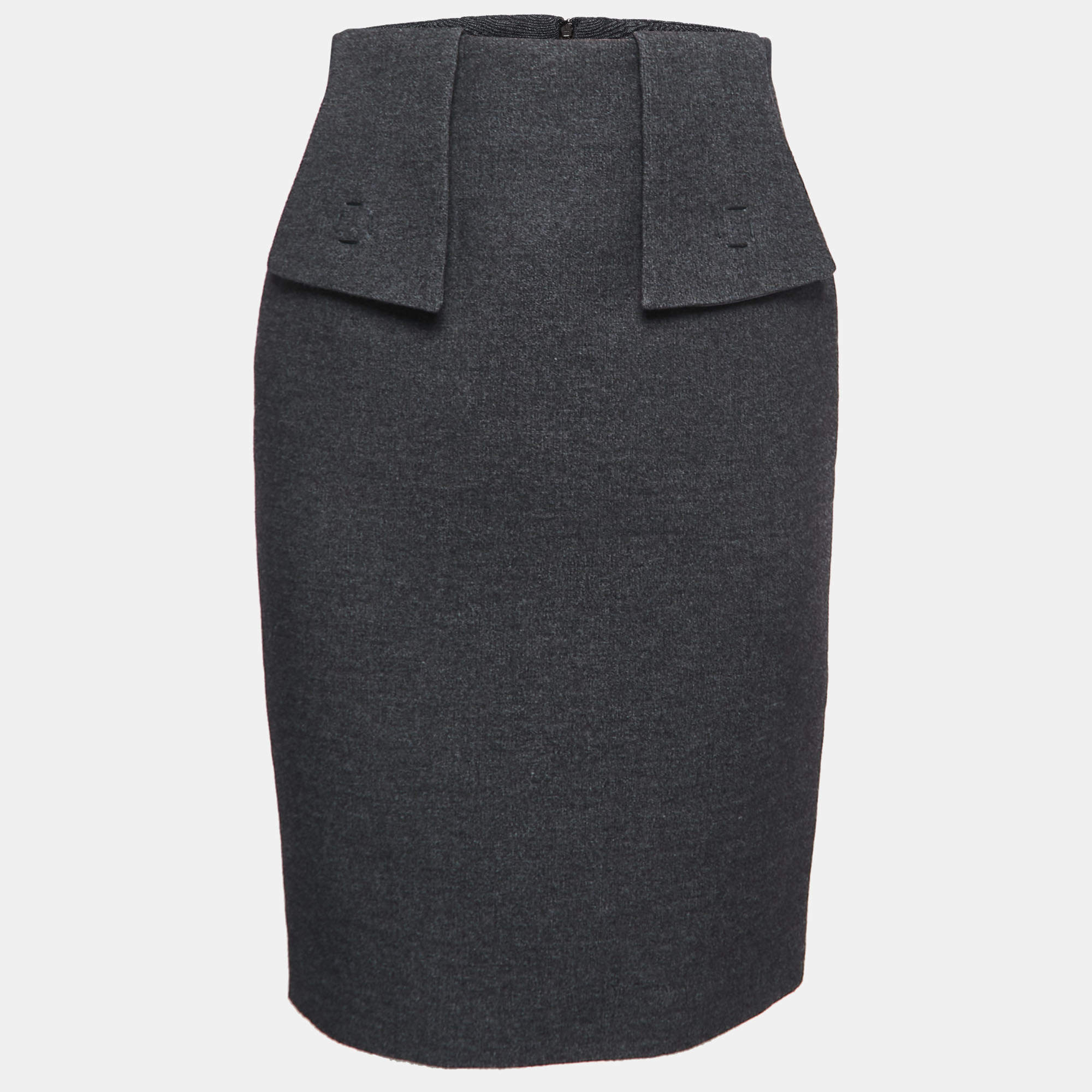 Versace Black Wool & Silk Pencil Skirt S