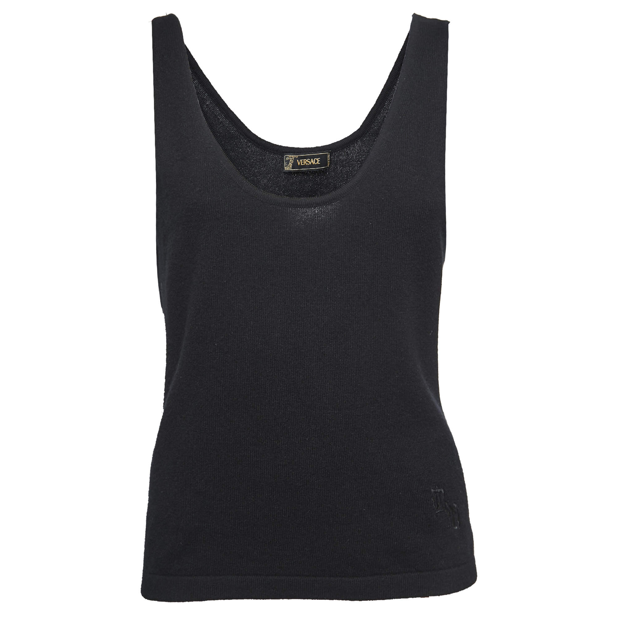 Versace Vintage Black Wool Knit Tank Top M