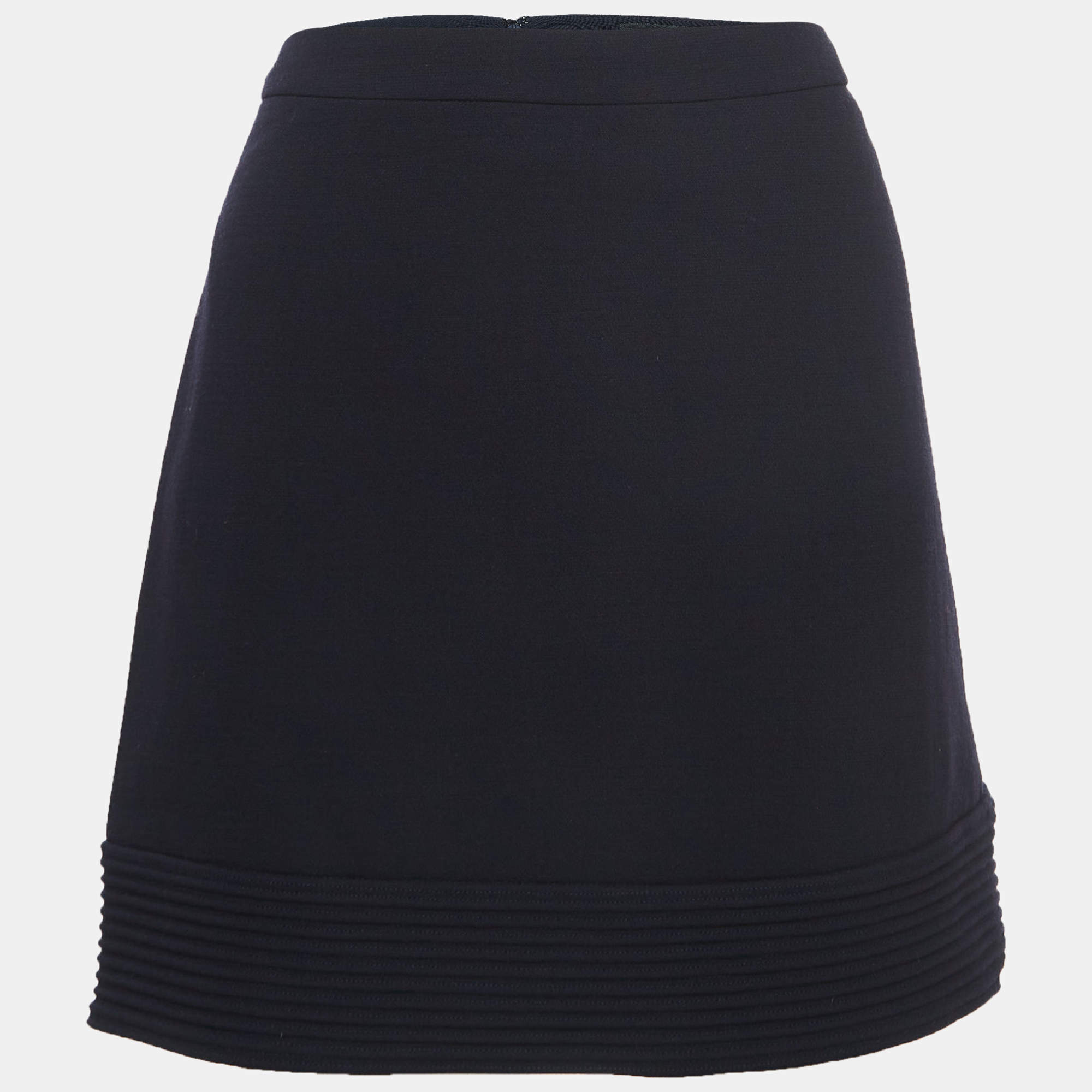 مملوكة مسبقًا Versace Navy Blue Wool Knit Mini Skirt S