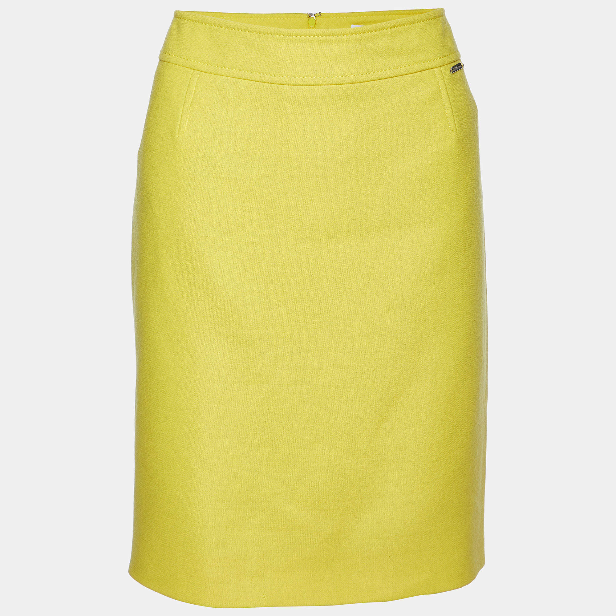 Versace Yellow Wool Pencil Skirt L
