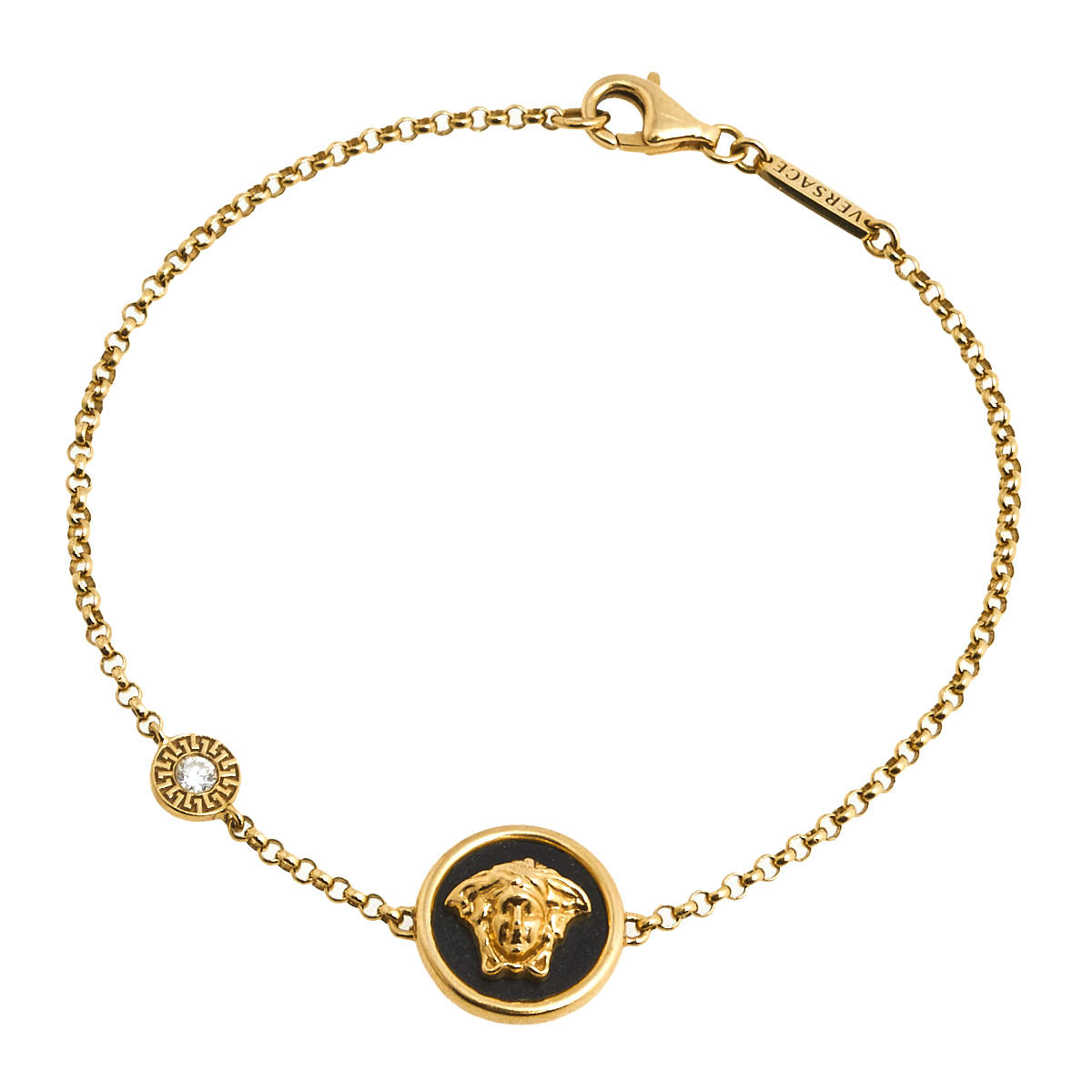 Versace Medusa Diamond 18k Yellow Gold Soft Charm Bracelet 