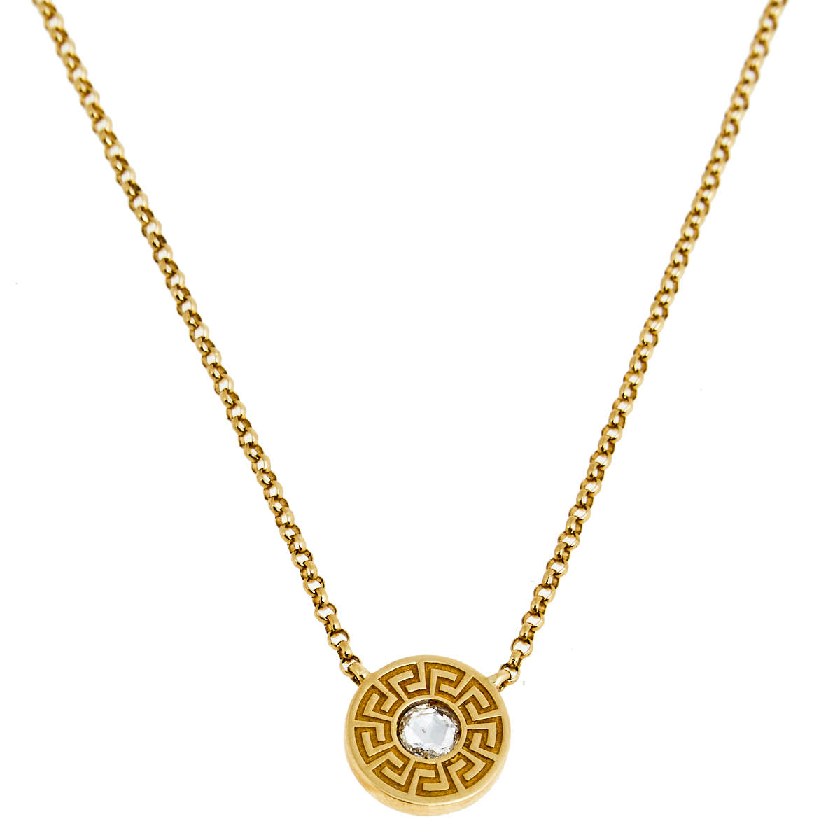 Versace Greca Diamond 18k Yellow Gold Chain Necklace