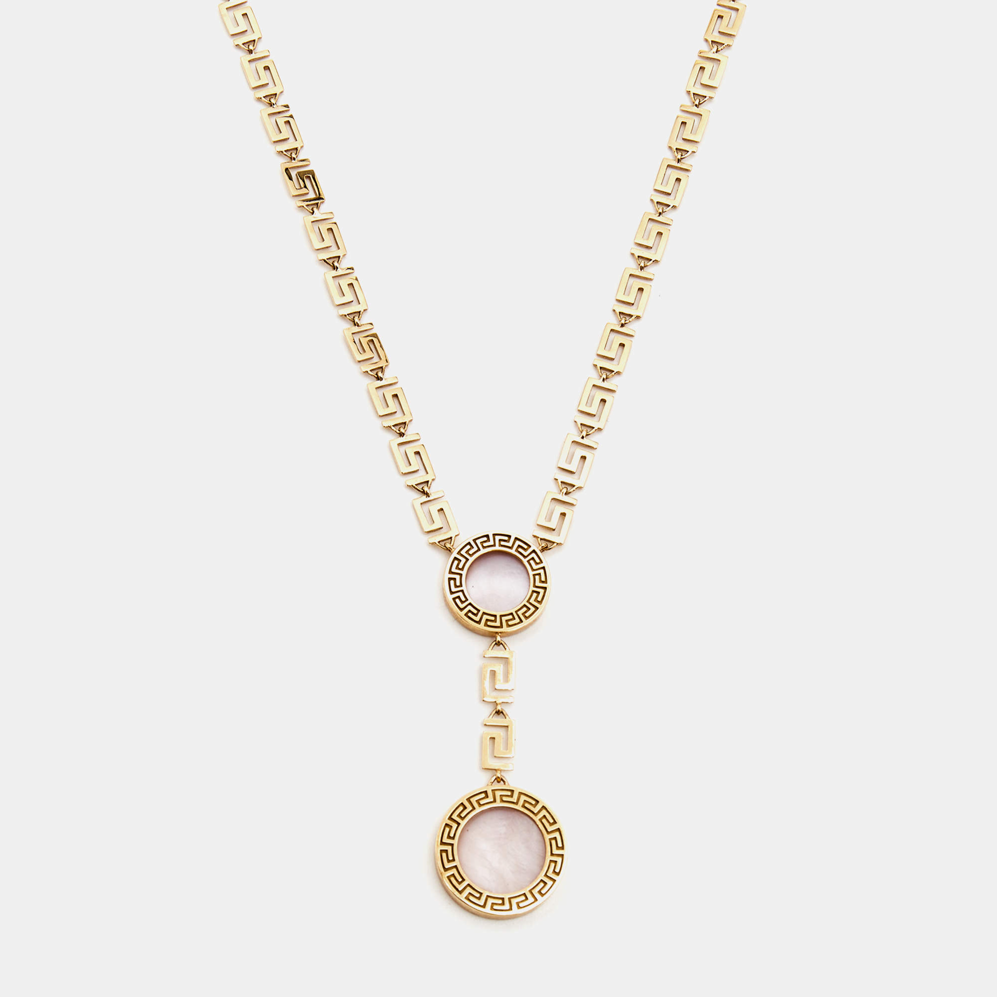 Versace Greca Mother of Pearl 18k Yellow Gold Necklace
