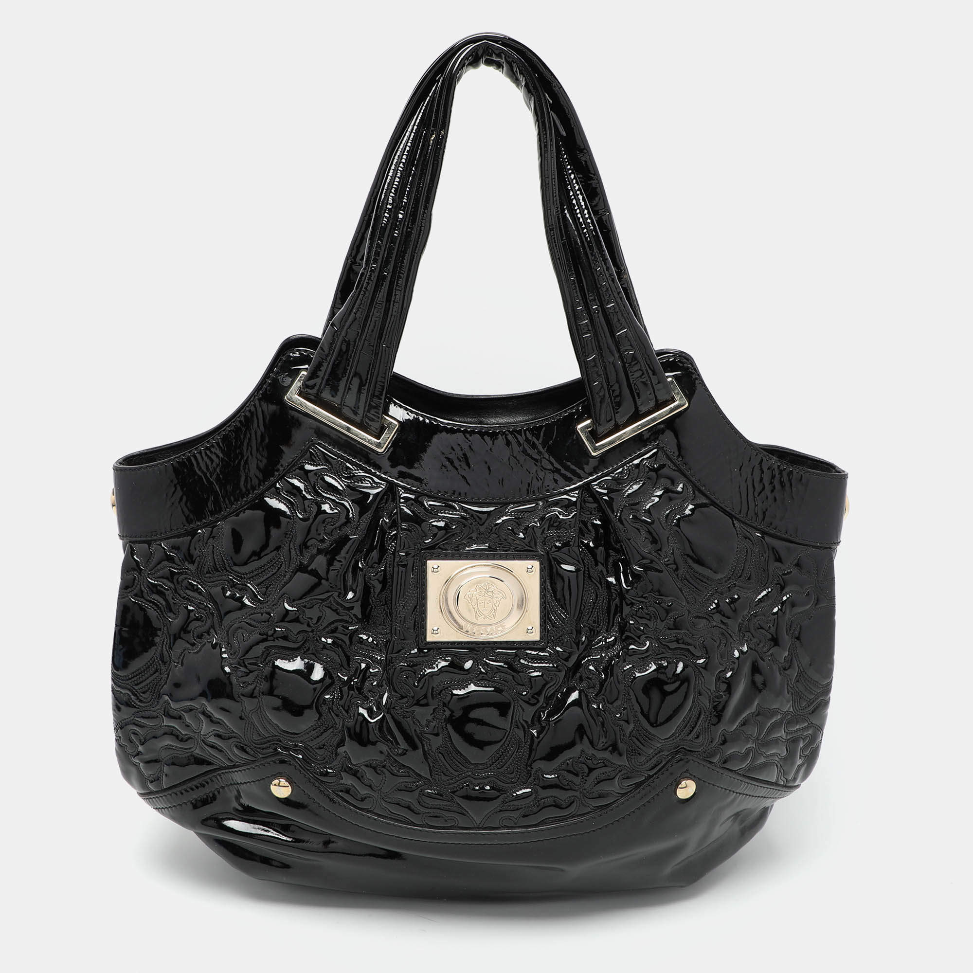 Versace Black Patent Leather Satchel