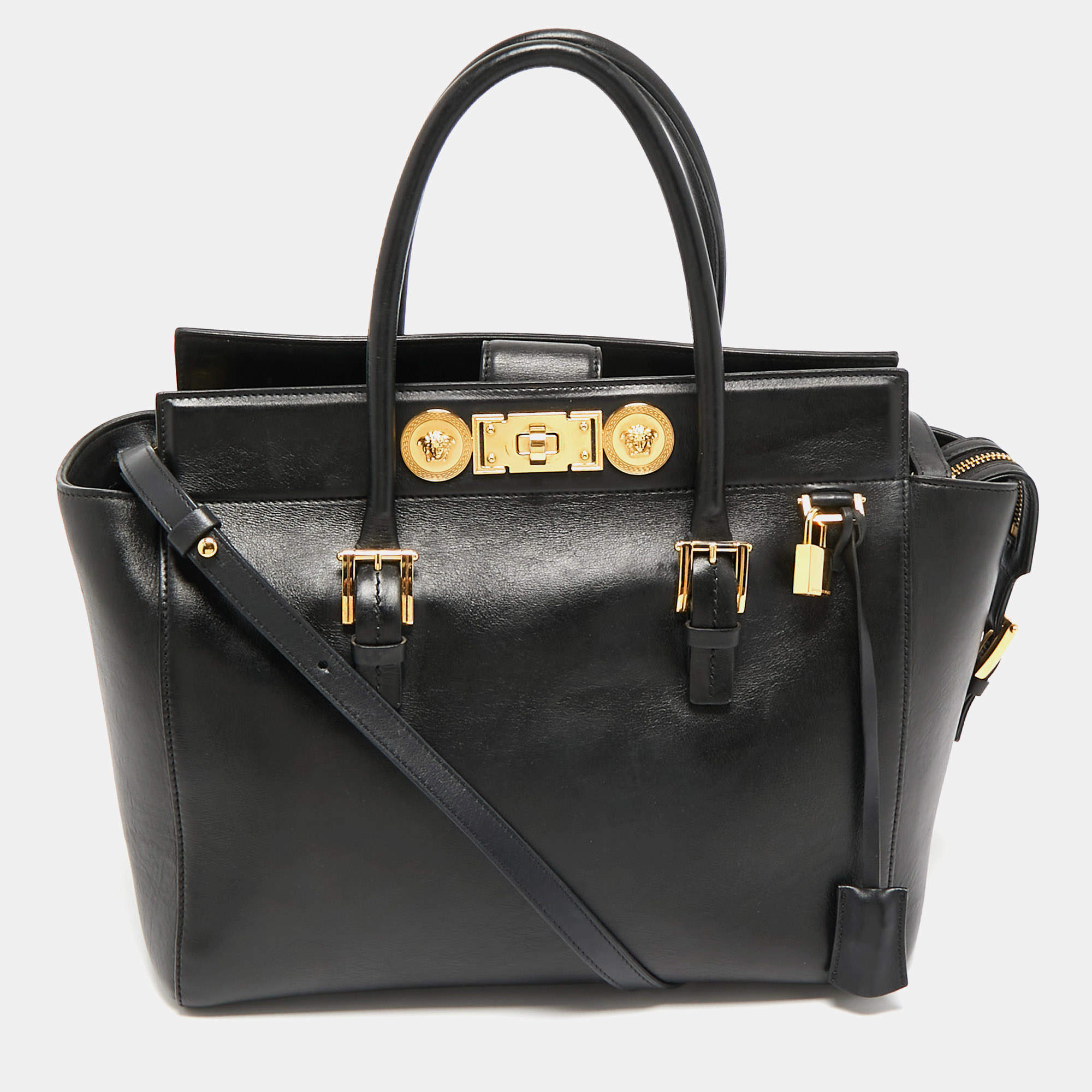 Versace Black Leather Medusa Tote