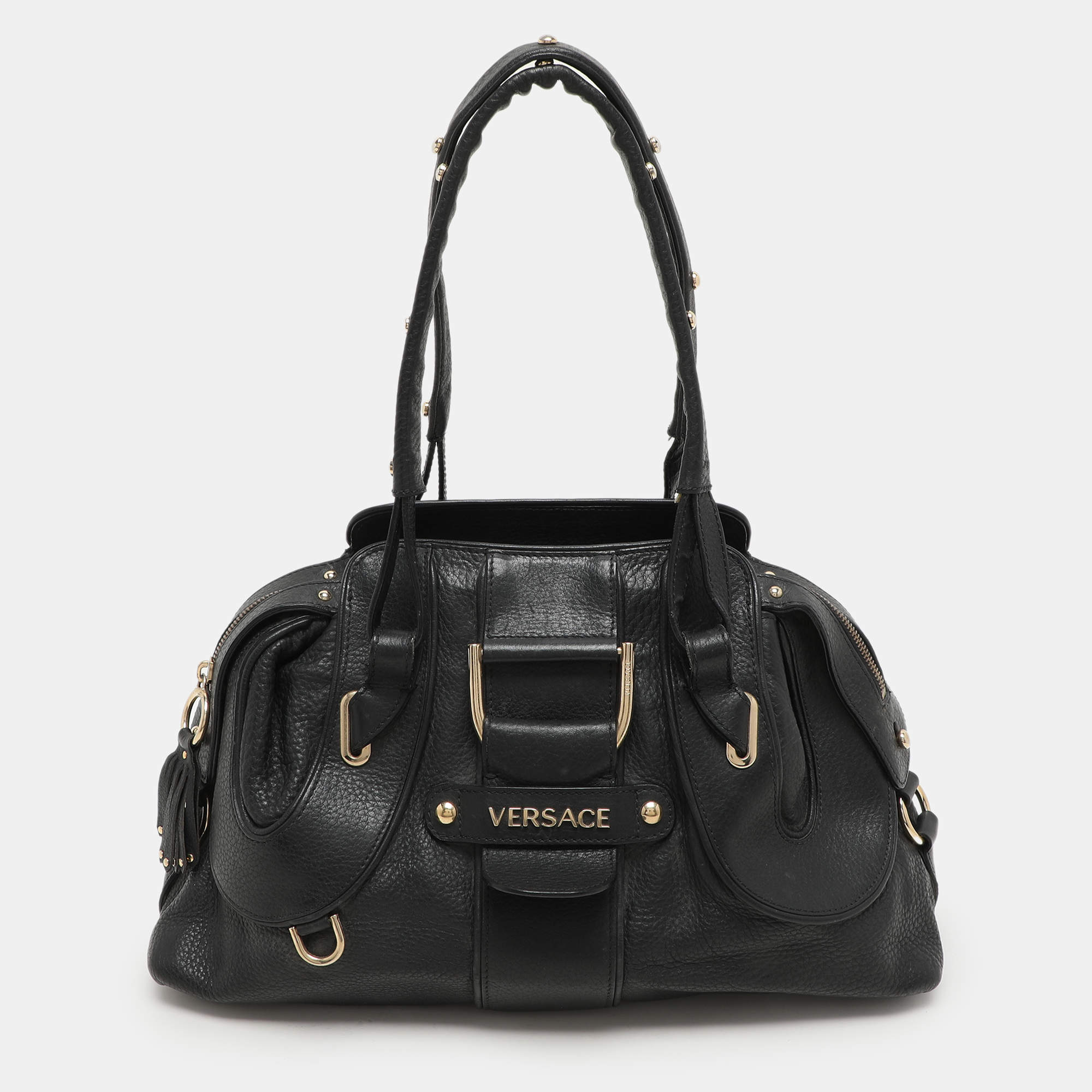 Versace Black Leather Satchel