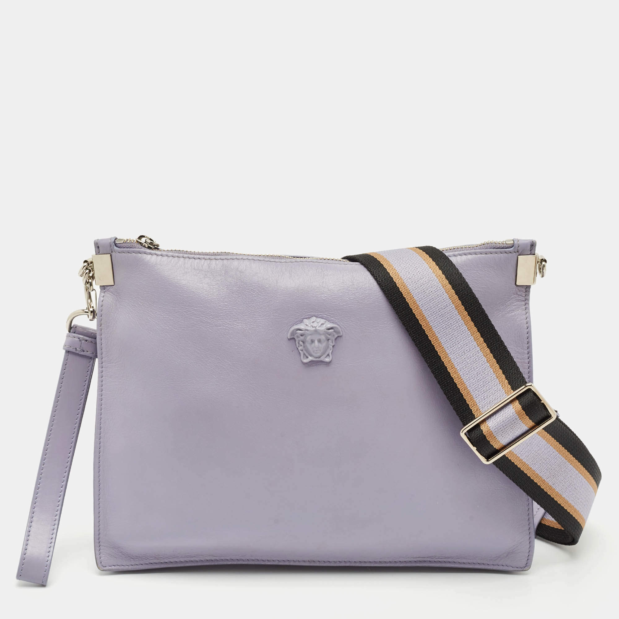 Versace Lavender Leather Medusa Shoulder Bag