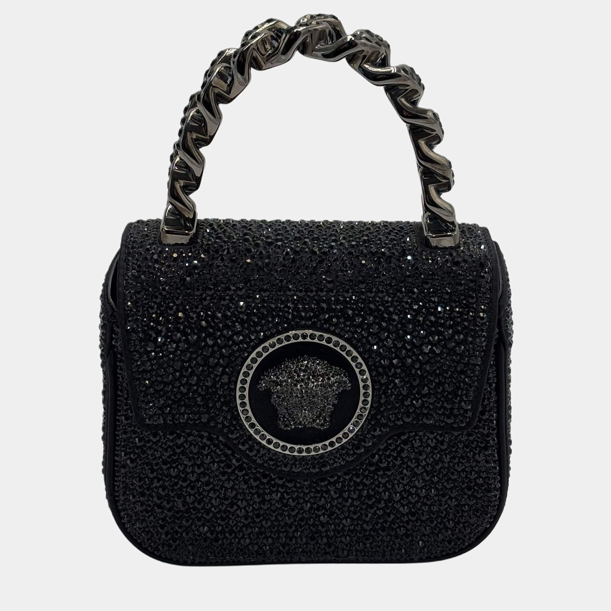 Pre Owned Versace Crystal La Medusa Mini Studded Micro Bag