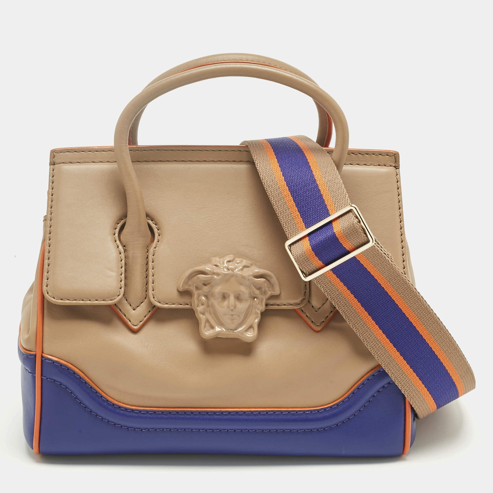 Pre Owned Versace Tricolor Leather Palazzo Empire Tote