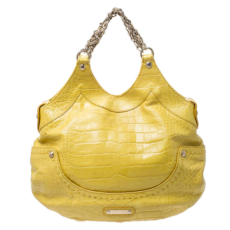 حقيبة فيرساتشي كيس من جلد أصفر منقوش
