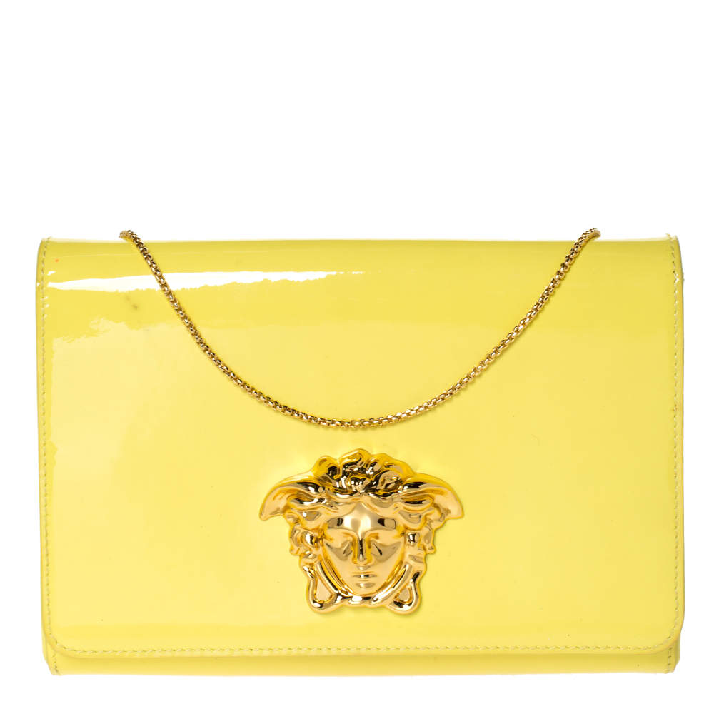 medusa chain leather evening bag