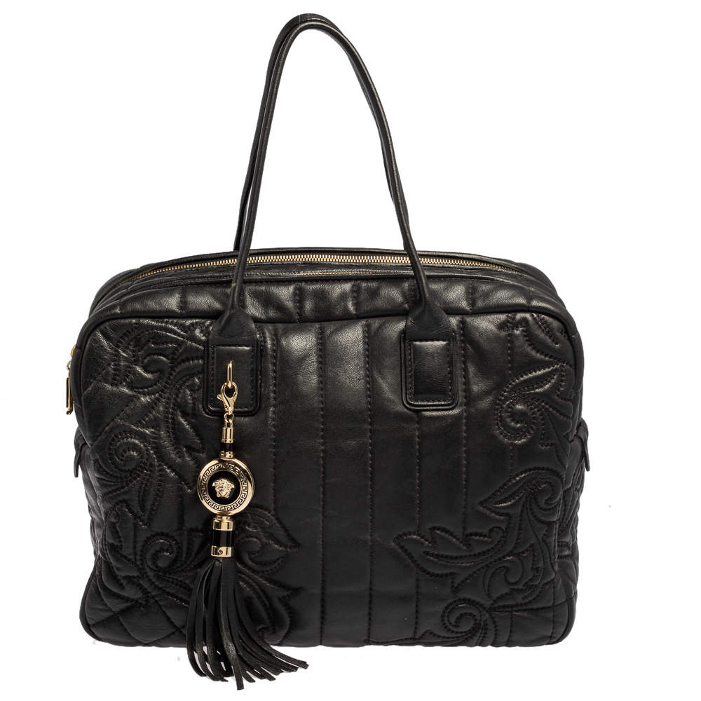 Pre Owned Versace Black Demetra Vanitas Satchel
