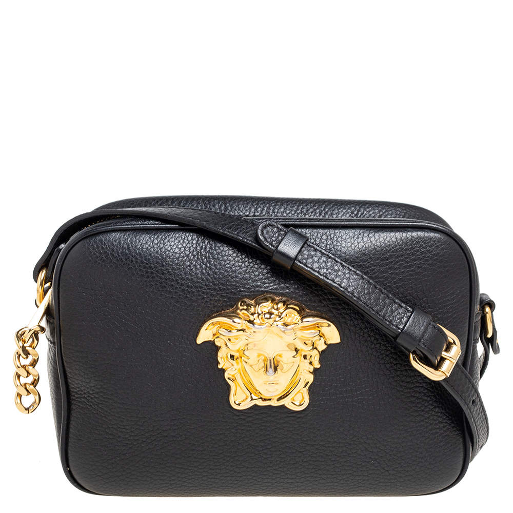 Versace Black Leather Medusa Crossbody Bag Versace | The Luxury Closet