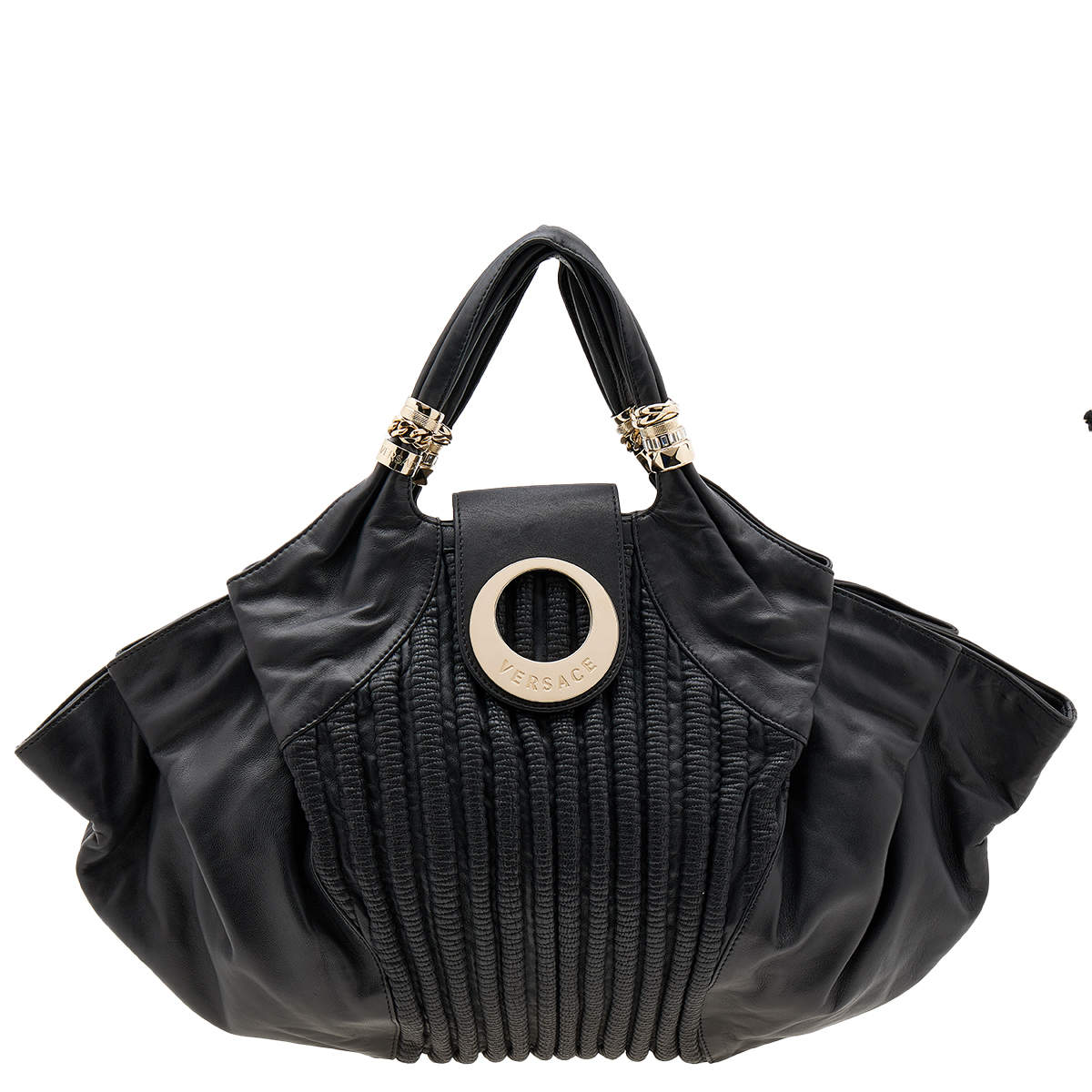 Versace Black Soft Leather Hobo