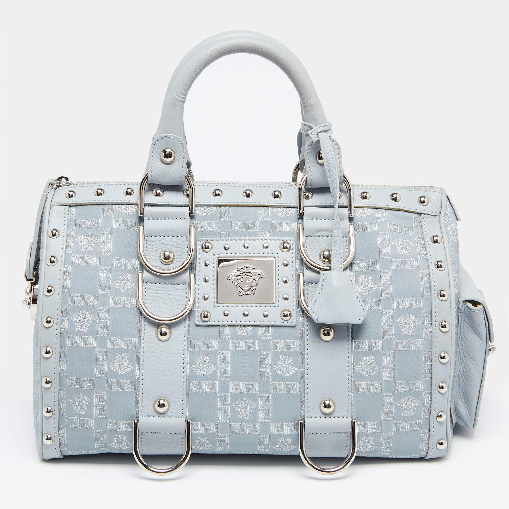 Versace Light Blue Fabric and Leather Madonna Satchel Versace | The ...