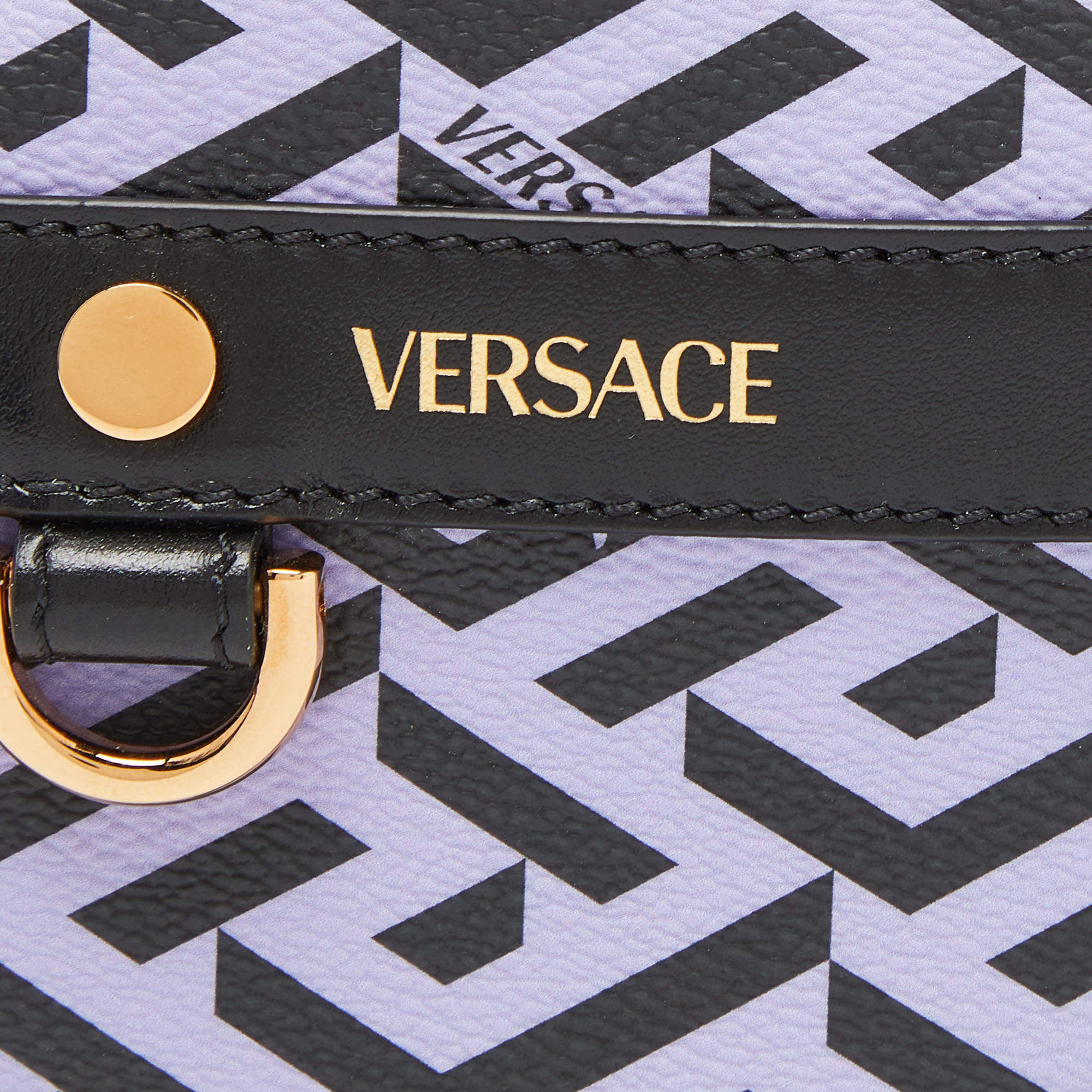 Versace La Greca Signature Tote Coated Canvas+ Greca Pouch new tags black  Purse