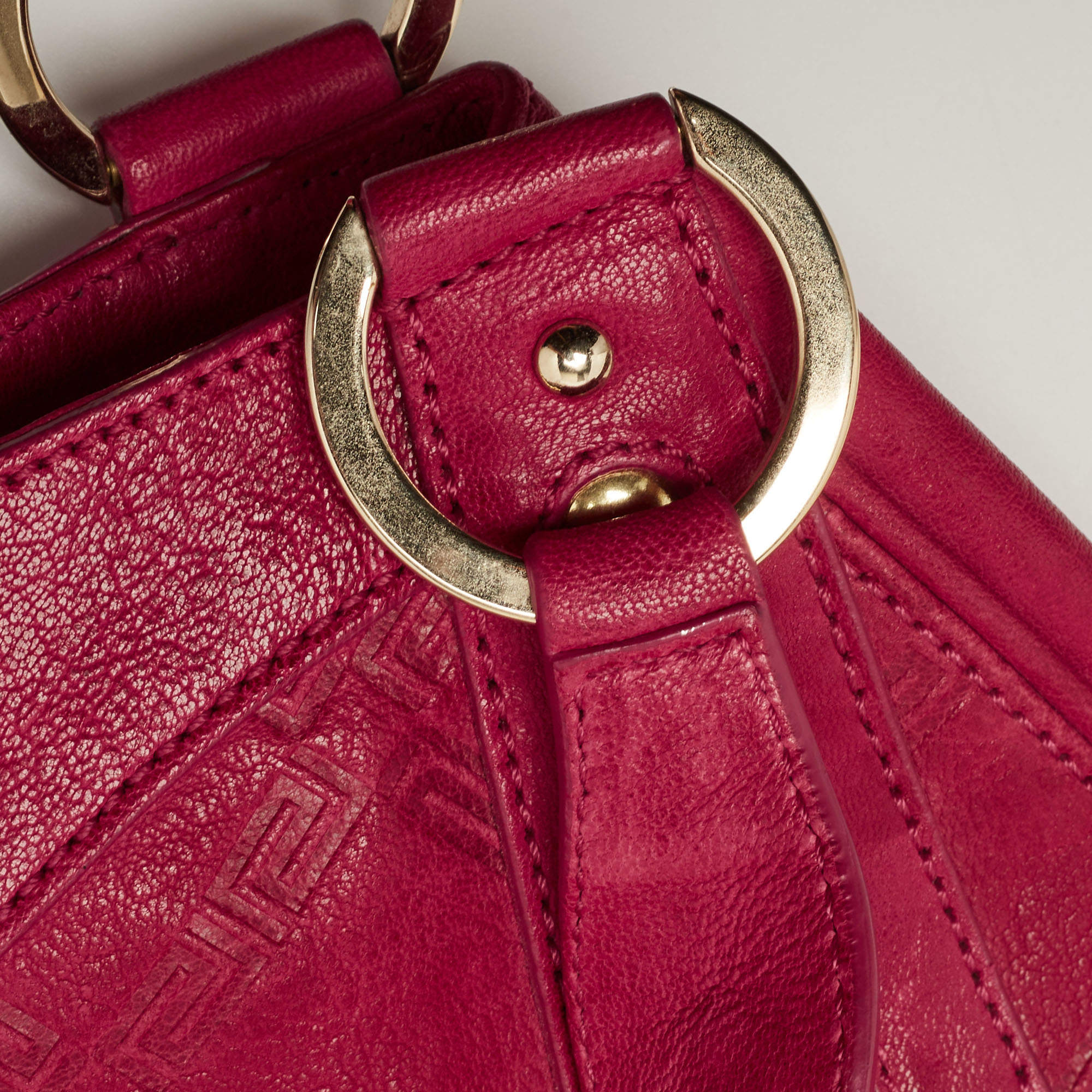 Versace Women's Red Fuchsia Leather Medusa Handbag Shoulder Bag