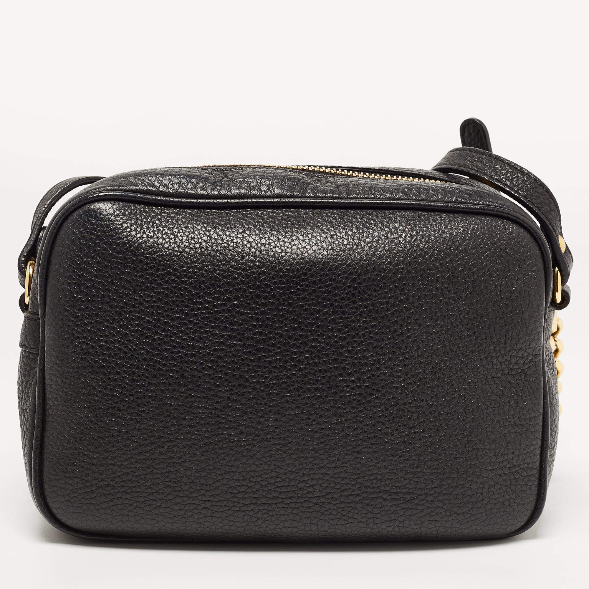 VERSACE Collection Pebbled Leather Camera Crossbody Bag Black-US