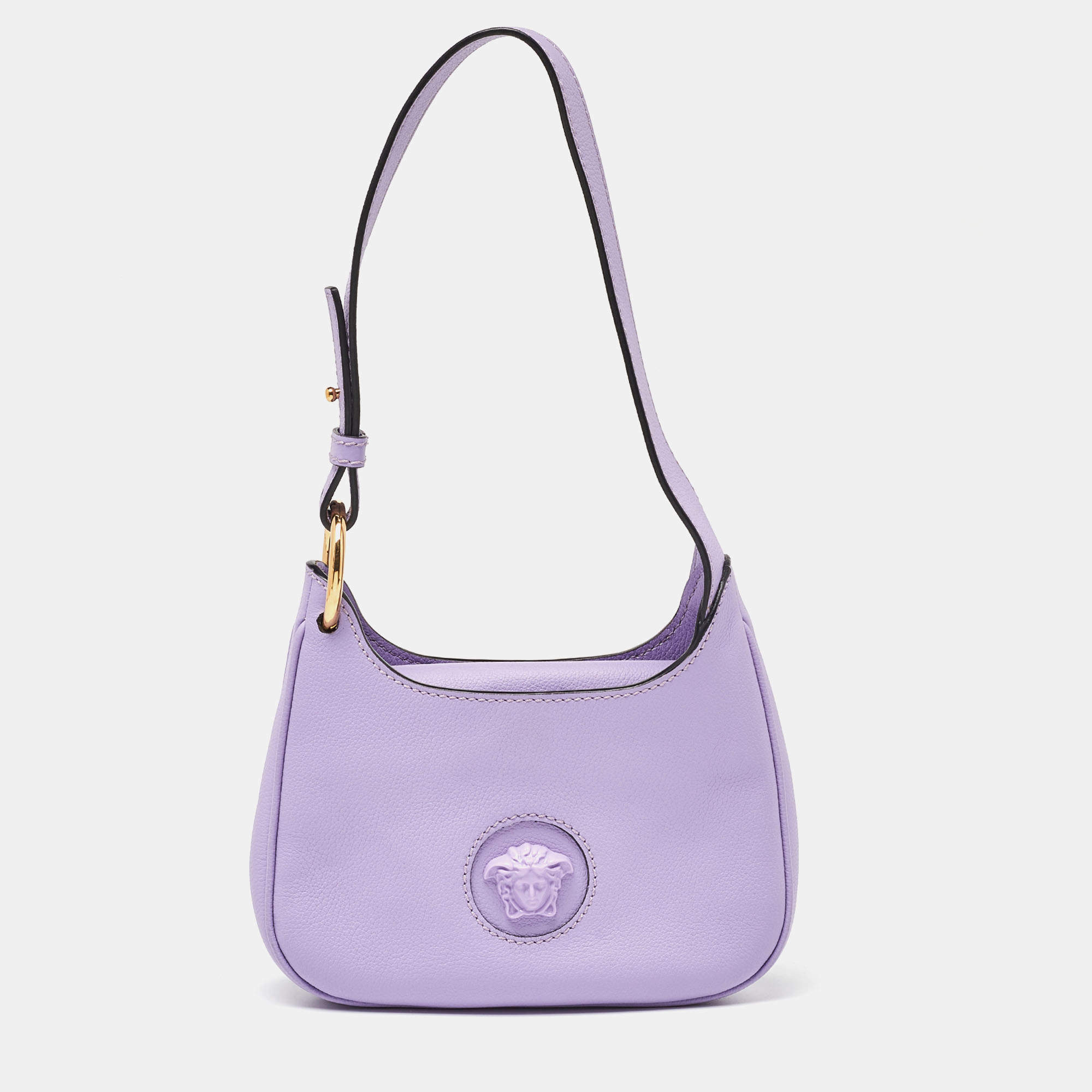 Pre Owned Versace Lilac Leather La Medusa Hobo