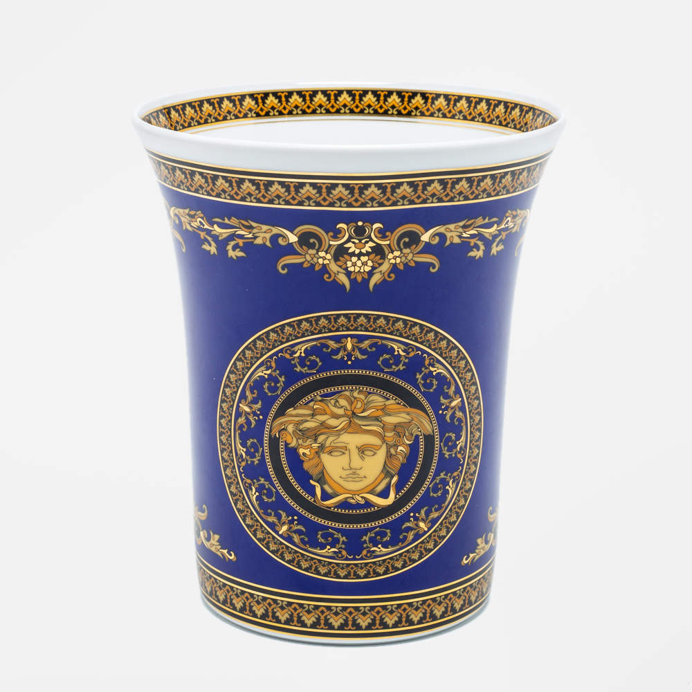 Versace x Rosenthal Medusa Blue Porcelain Vase