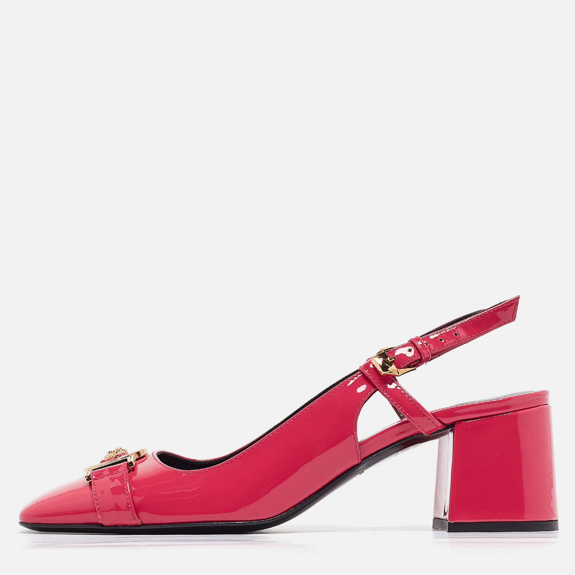 مملوكة مسبقًا Versace Pink Patent Slingback Pumps Size 36