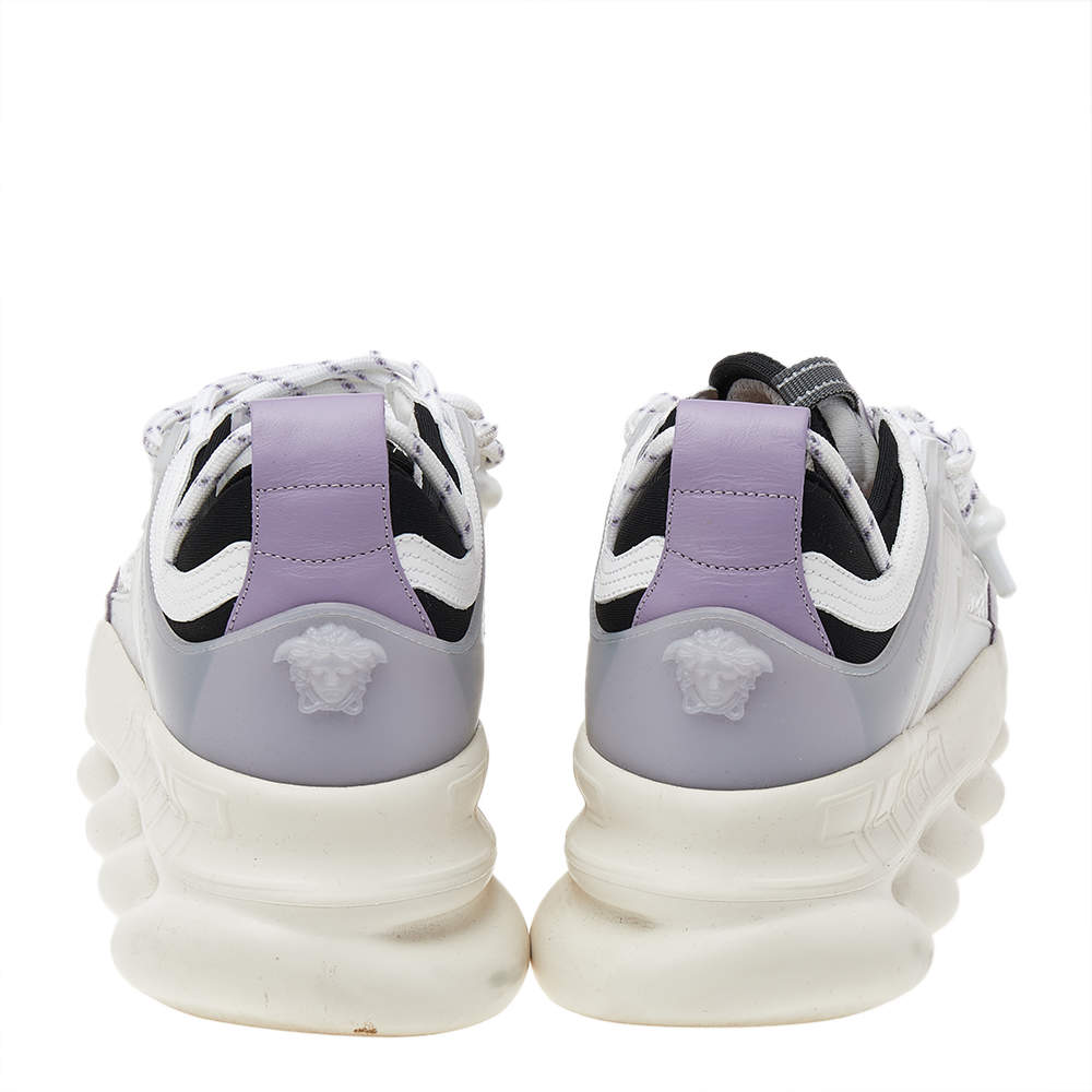 Versace White/Purple Suede And Leather Chain Reaction Sneakers Size 39.5  Versace
