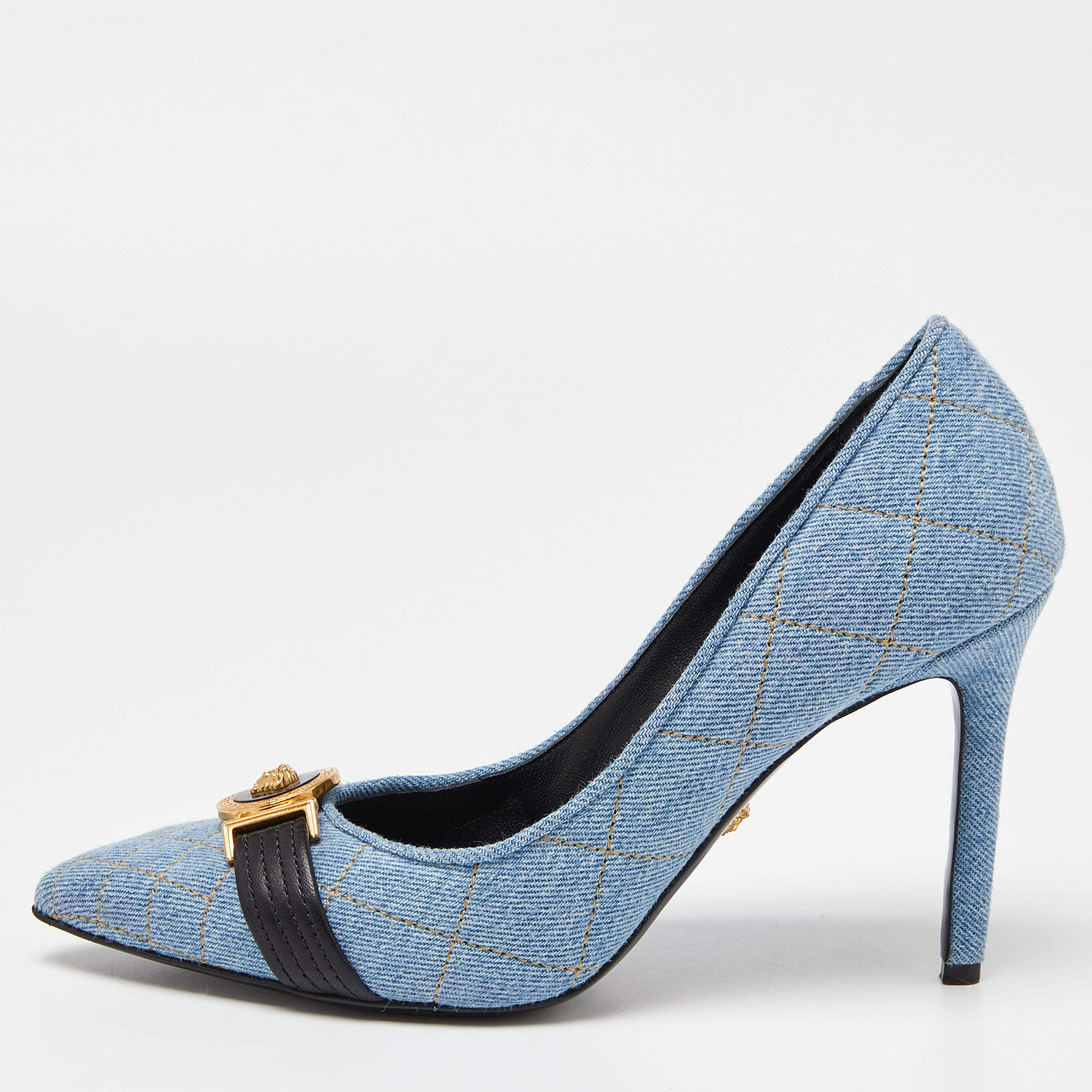 Versace Blue Denim Pointed Toe Pumps Size 38